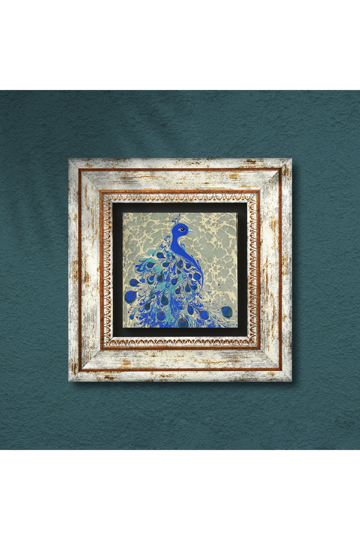 Peacock Stone Wall Painting Framed Wall Decor Wall Art