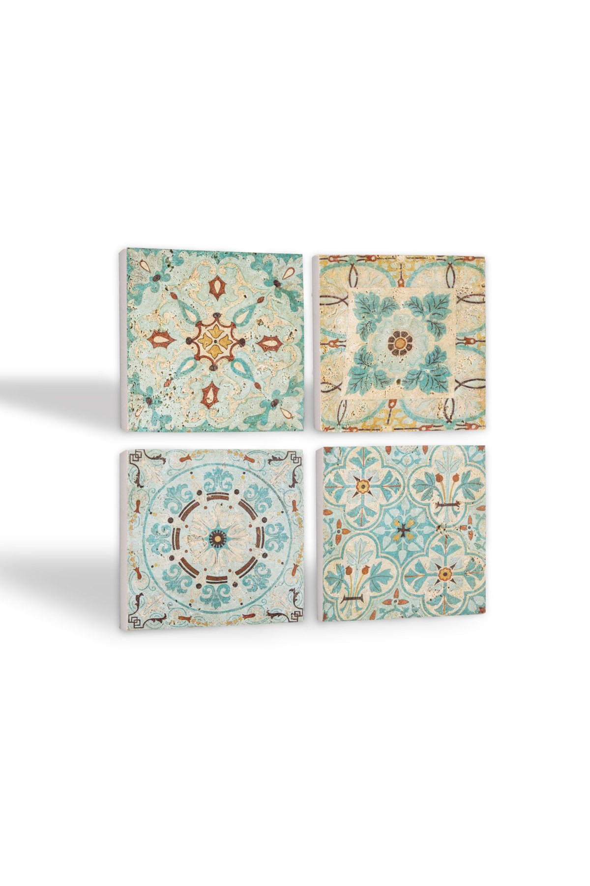 Pattern Stone Coasters Desktop Protective Coasters 4 Piece Set 10x10cm Stone Coasters