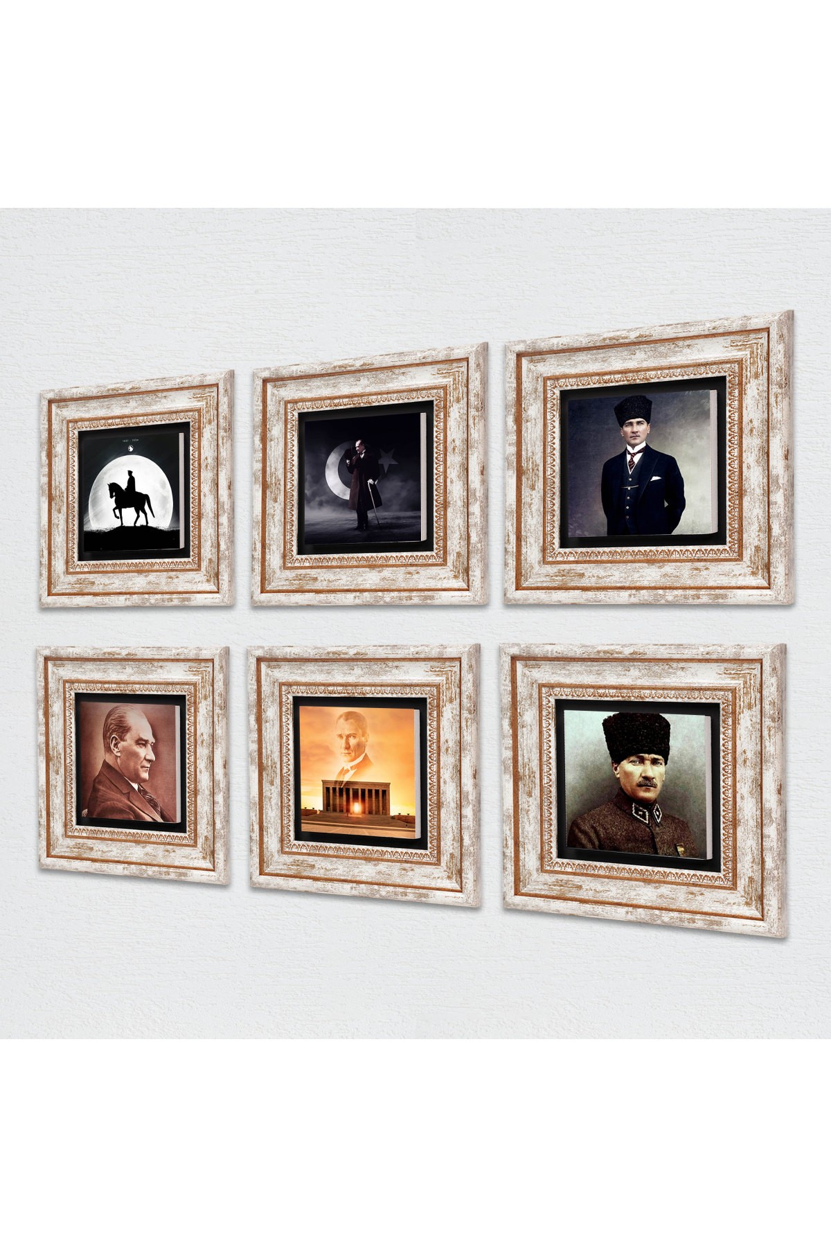 Atatürk, Anıtkabir Stone Wall Painting Framed Wall Decor 6 Piece Painting Set Wall Art