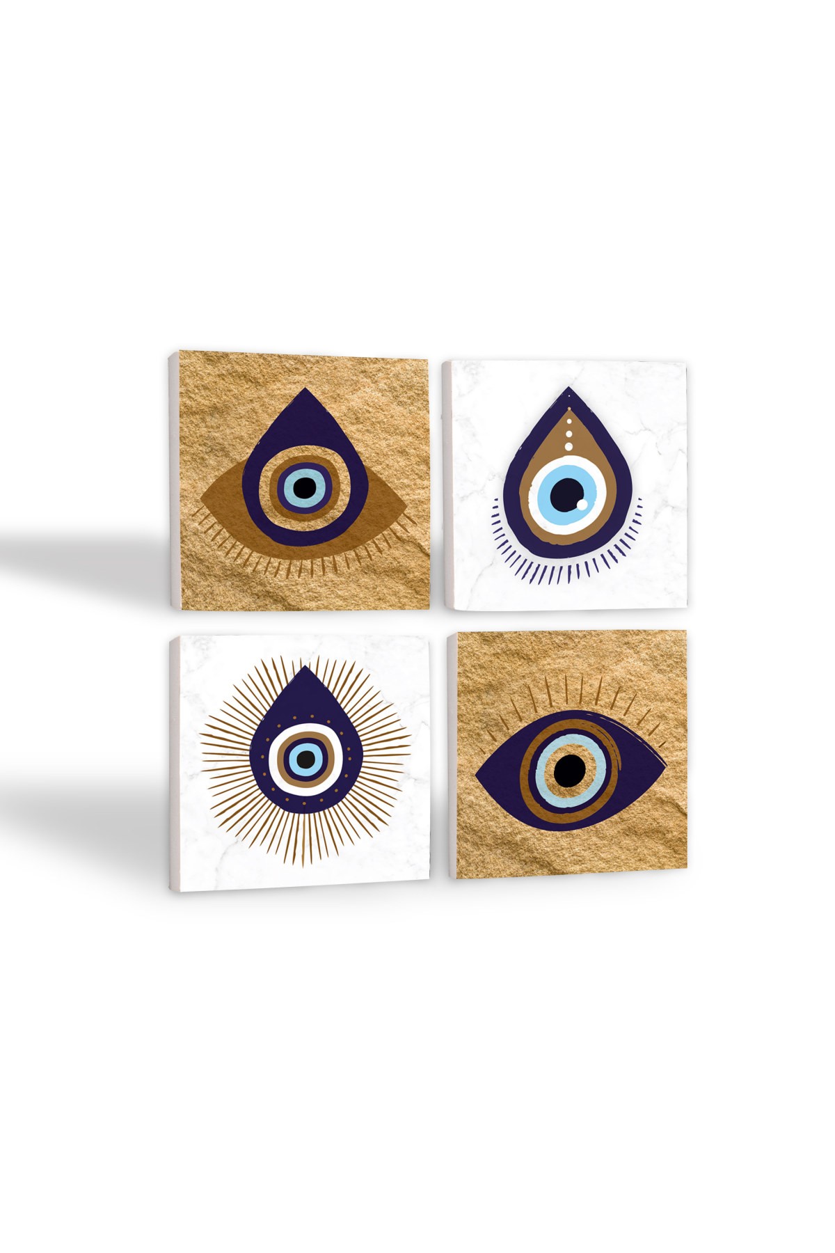 Evil Eye Stone Coaster Desktop Protective Coaster 4 Piece Set 10x10cm Stone Coasters