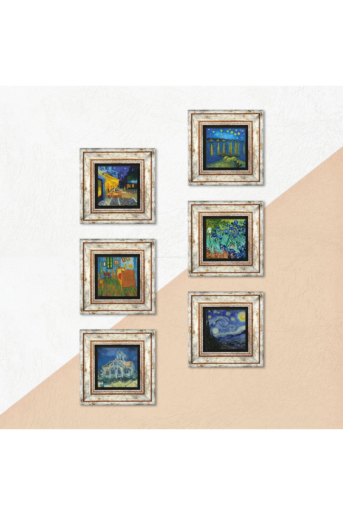 Van Gogh Stone Wall Painting Framed Wall Decor 6 Piece Painting Set Wall Art