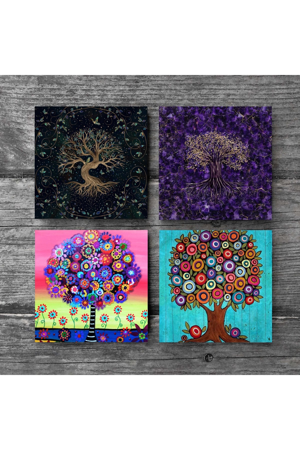 Tree of Life Stone Coasters Desktop Protective Coasters 4 Piece Set 10x10cm Stone Coasters