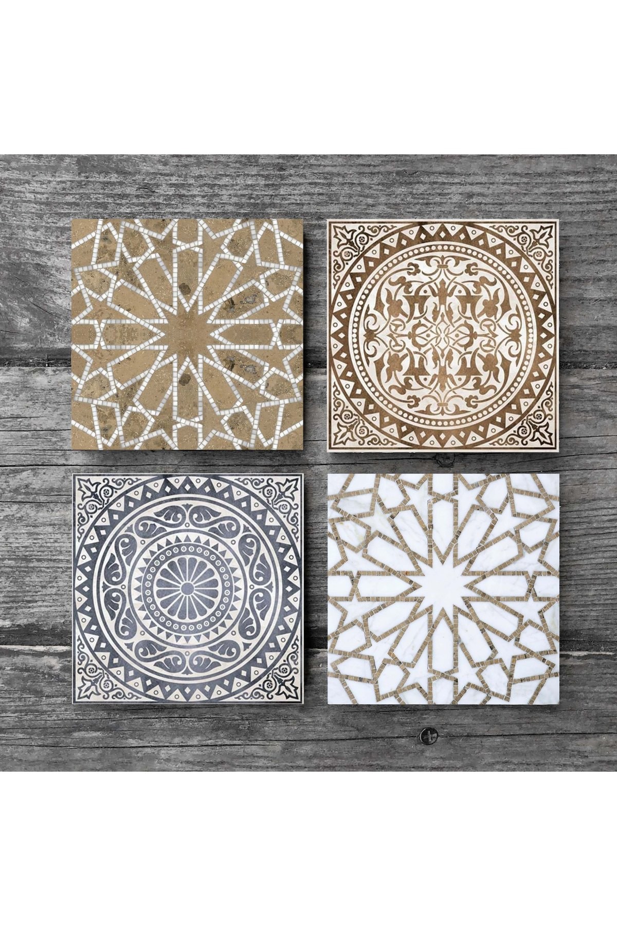 Ethnic Pattern Stone Coasters Desktop Protective Coasters 4 Piece Set 10x10cm Stone Coasters