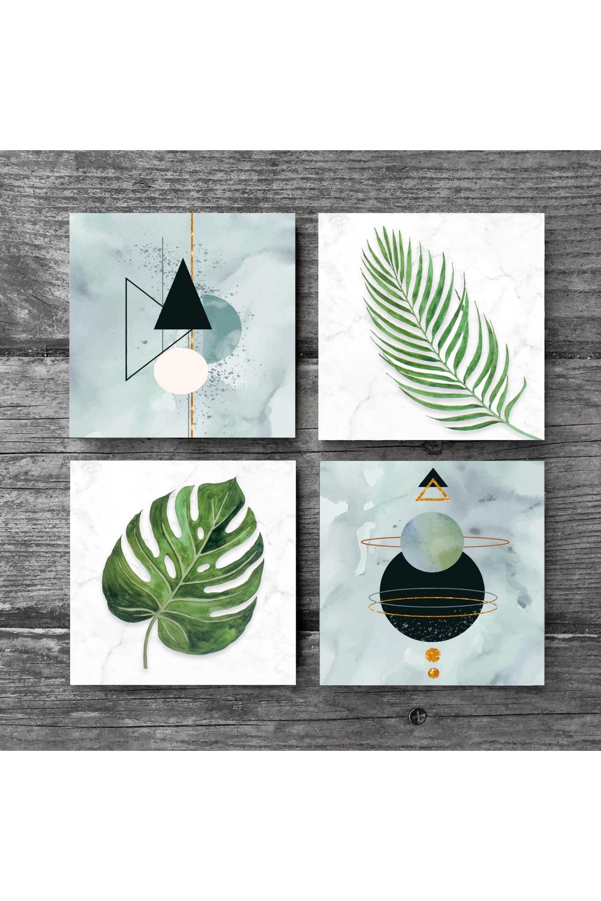 Minimalist Abstract, Leaf Stone Coasters Desktop Protective Coasters 4 Piece Set 10x10cm Stone Coasters