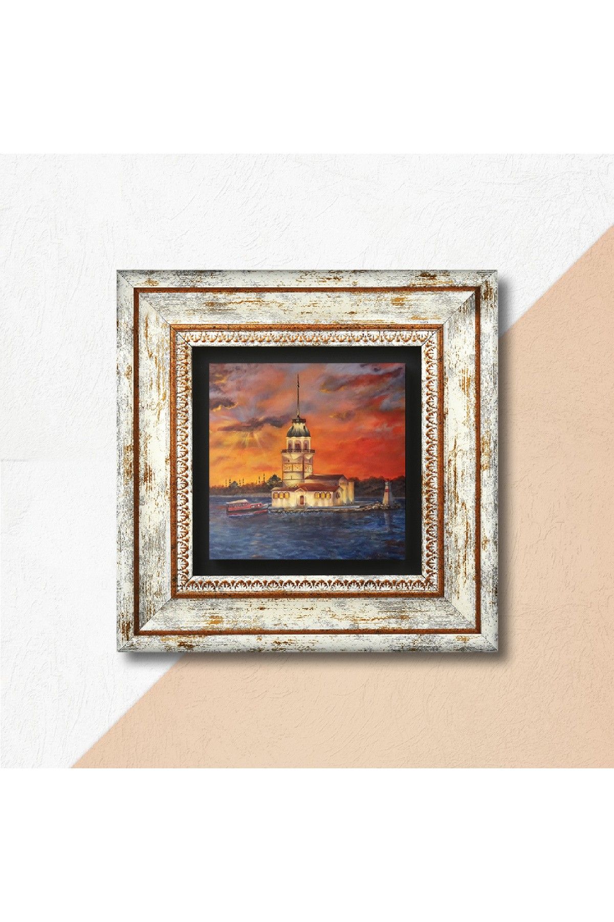 Istanbul Maiden's Tower Stone Wall Painting Framed Wall Decoration Wall Art