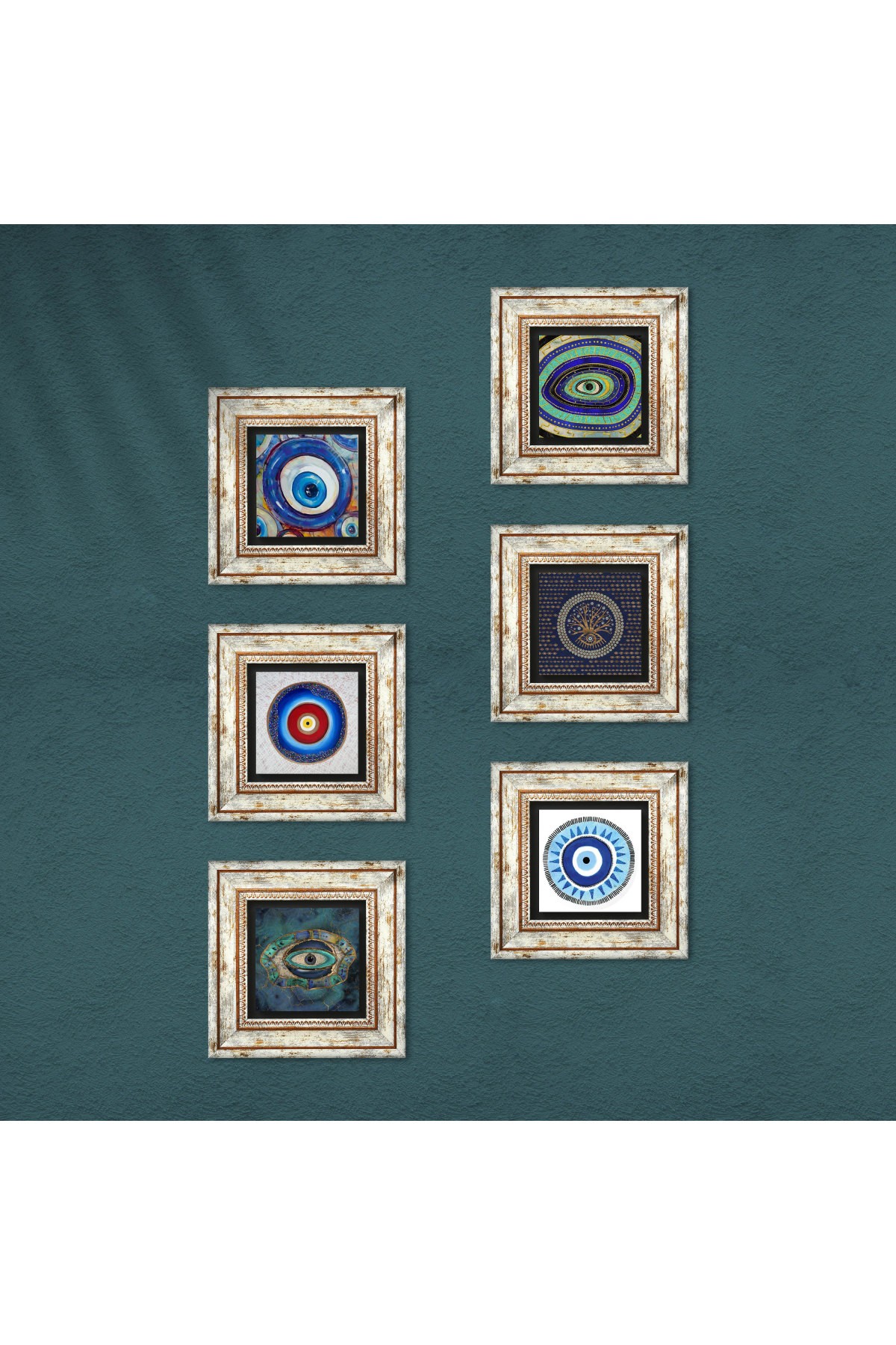 Evil Eye Stone Wall Painting Framed Wall Decor 6 Piece Painting Set Wall Art