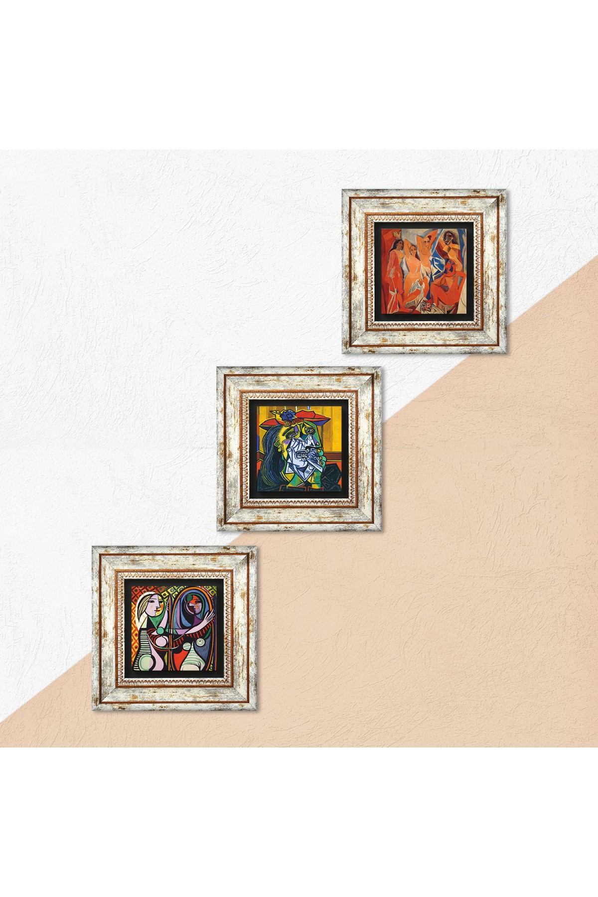 Picasso Stone Wall Painting Framed Wall Decor 3 Piece Painting Set Wall Art