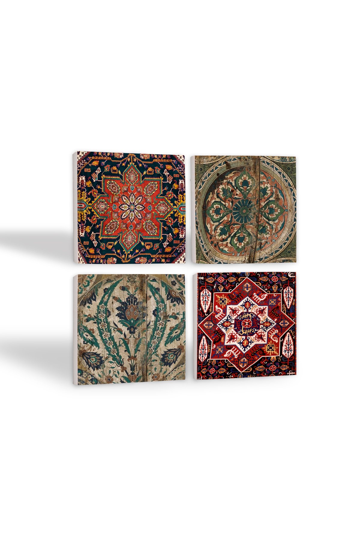 Vintage Pattern Stone Coasters Desktop Protective Coasters 4 Piece Set 10x10cm Stone Coasters