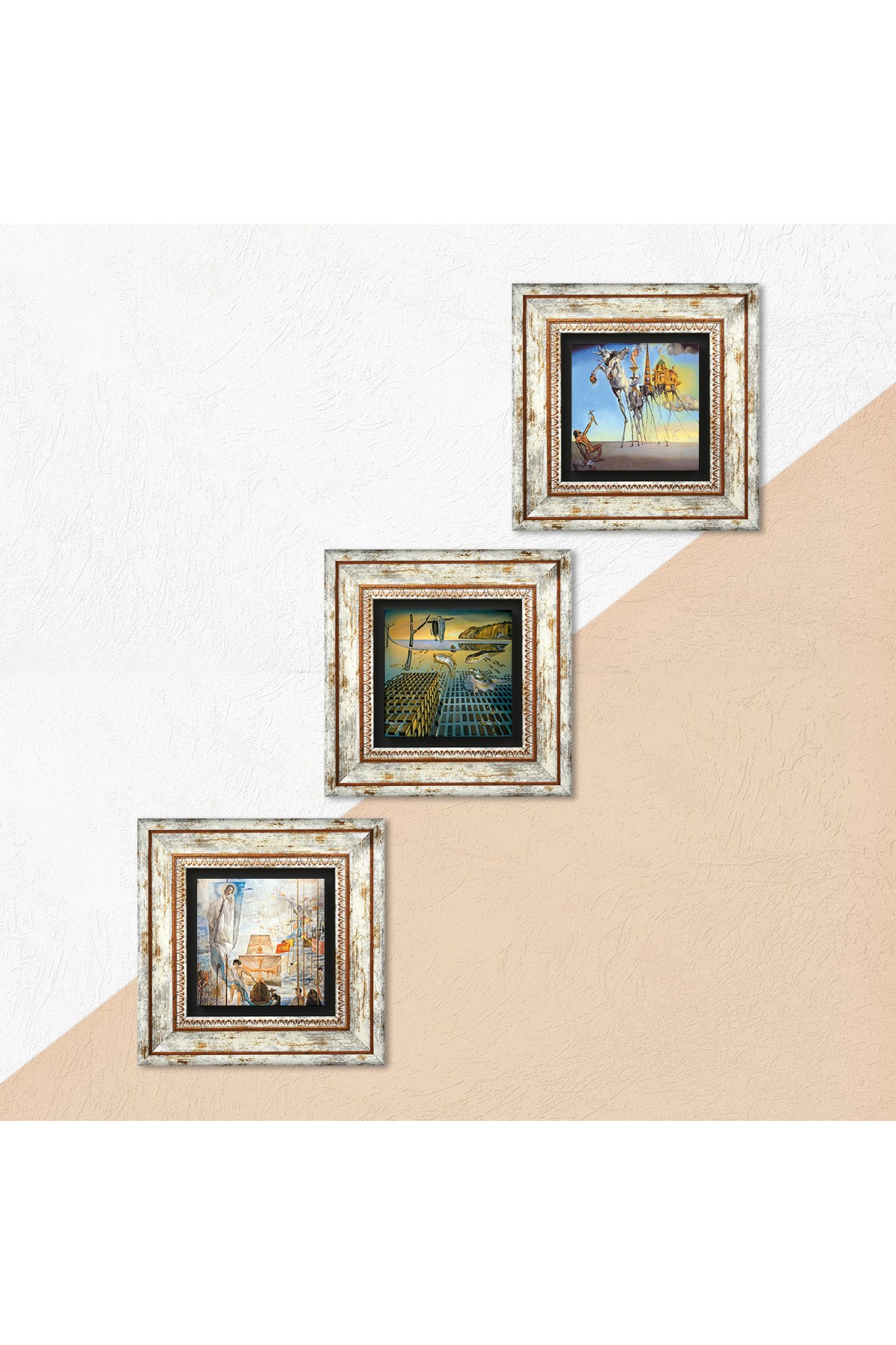 Salvador Dalí Stone Wall Painting Framed Wall Decor 3 Piece Painting Set Wall Art