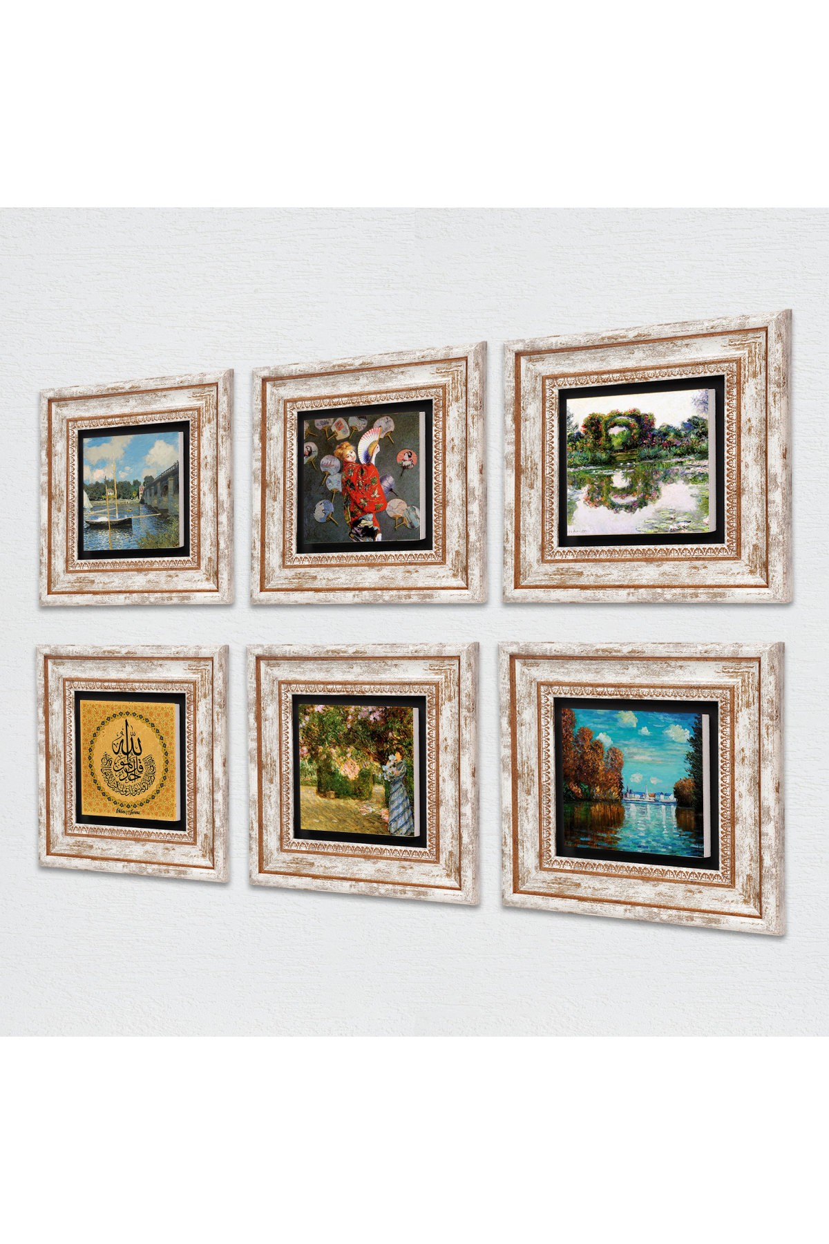 Claude Monet Stone Wall Painting Framed Wall Decor 6 Piece Painting Set Wall Art