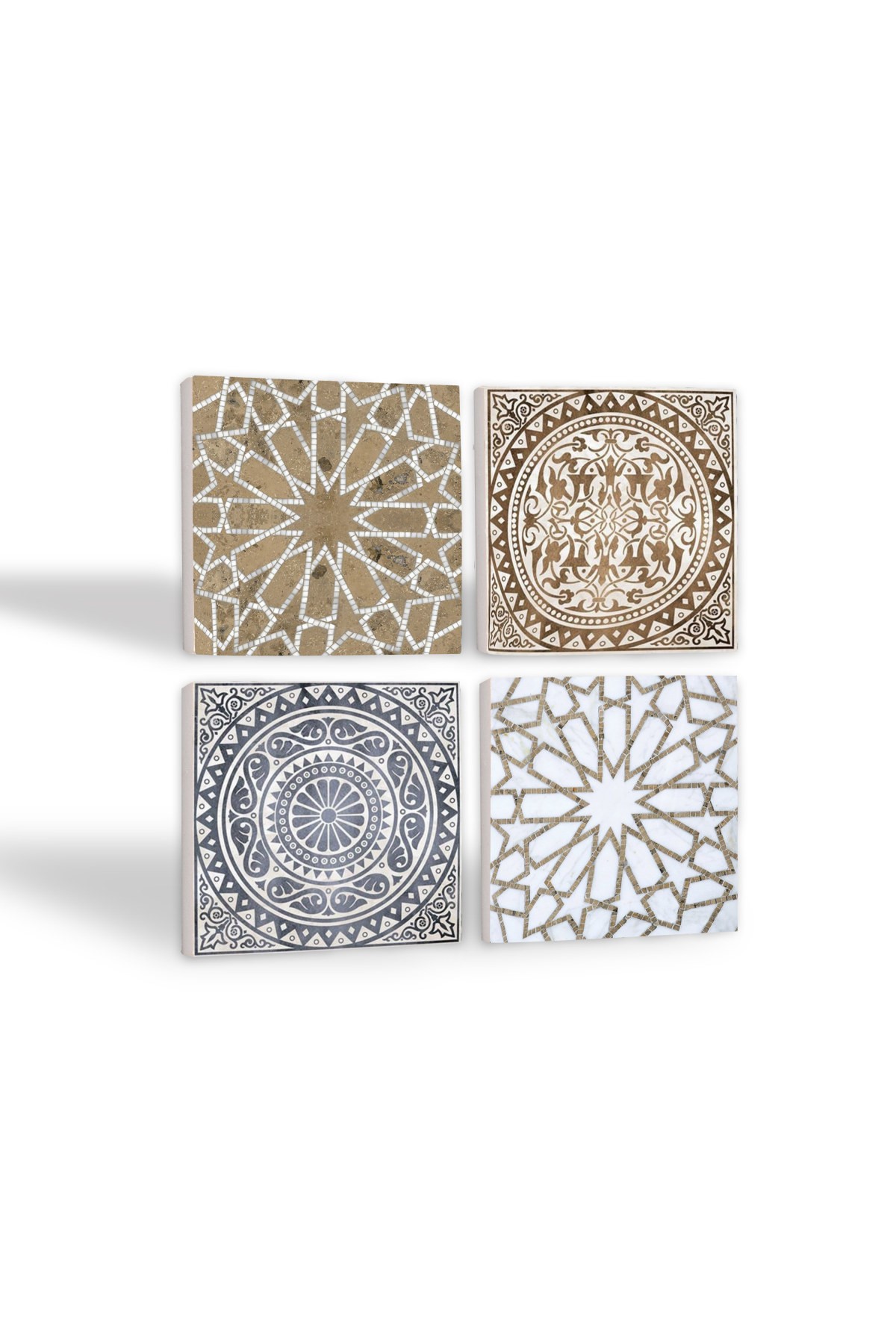 Ethnic Pattern Stone Coasters Desktop Protective Coasters 4 Piece Set 10x10cm Stone Coasters