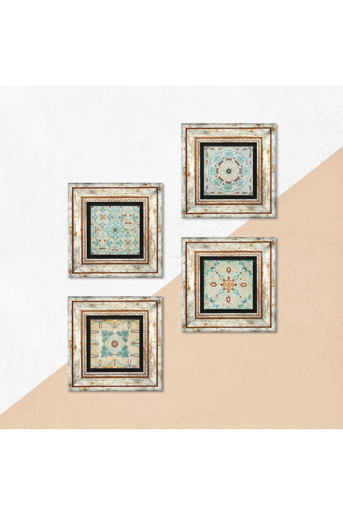 Pattern Stone Wall Painting Framed Wall Decor 4 Piece Painting Set Wall Art