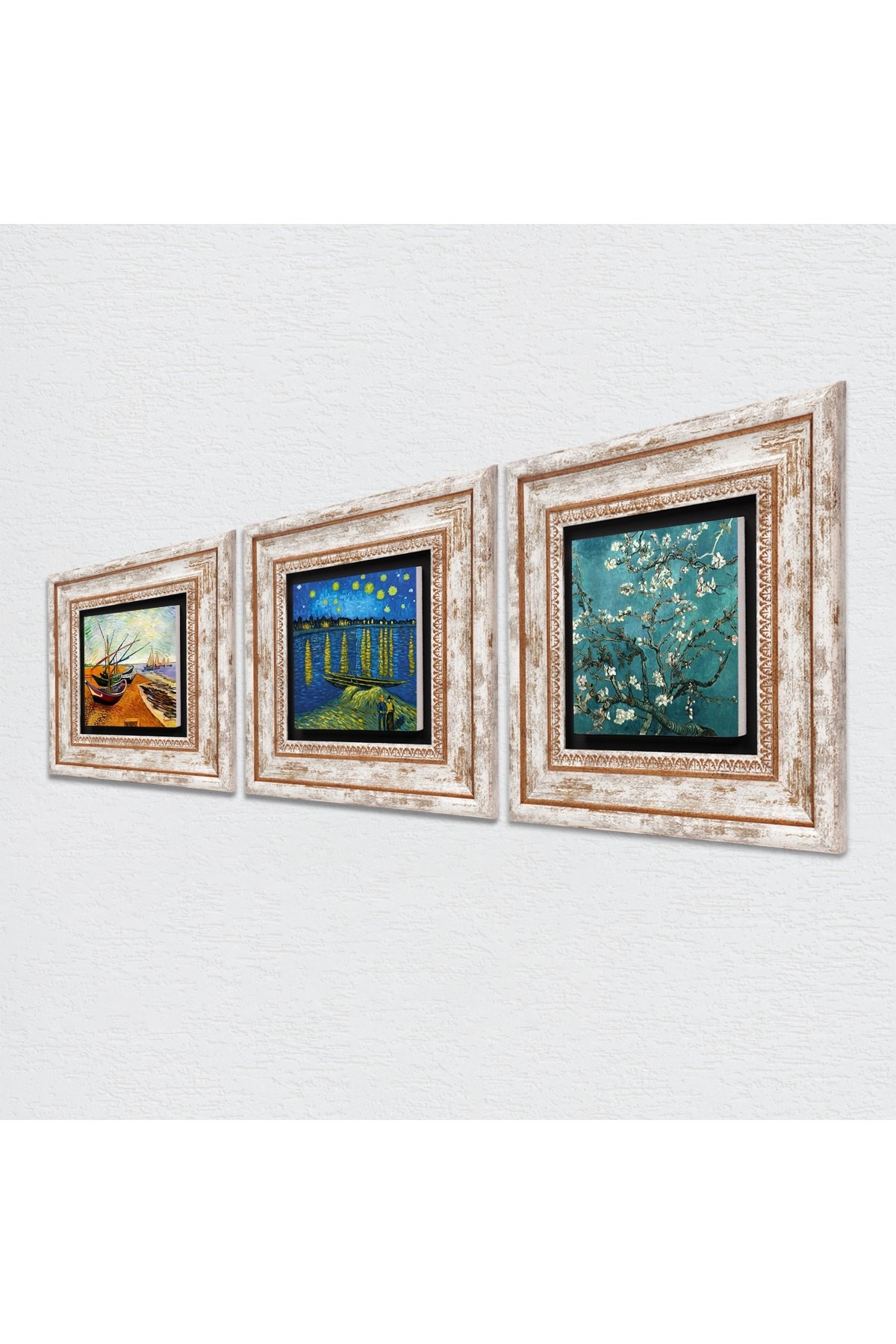 Van Gogh Stone Wall Painting Framed Wall Decor 3 Piece Painting Set Wall Art