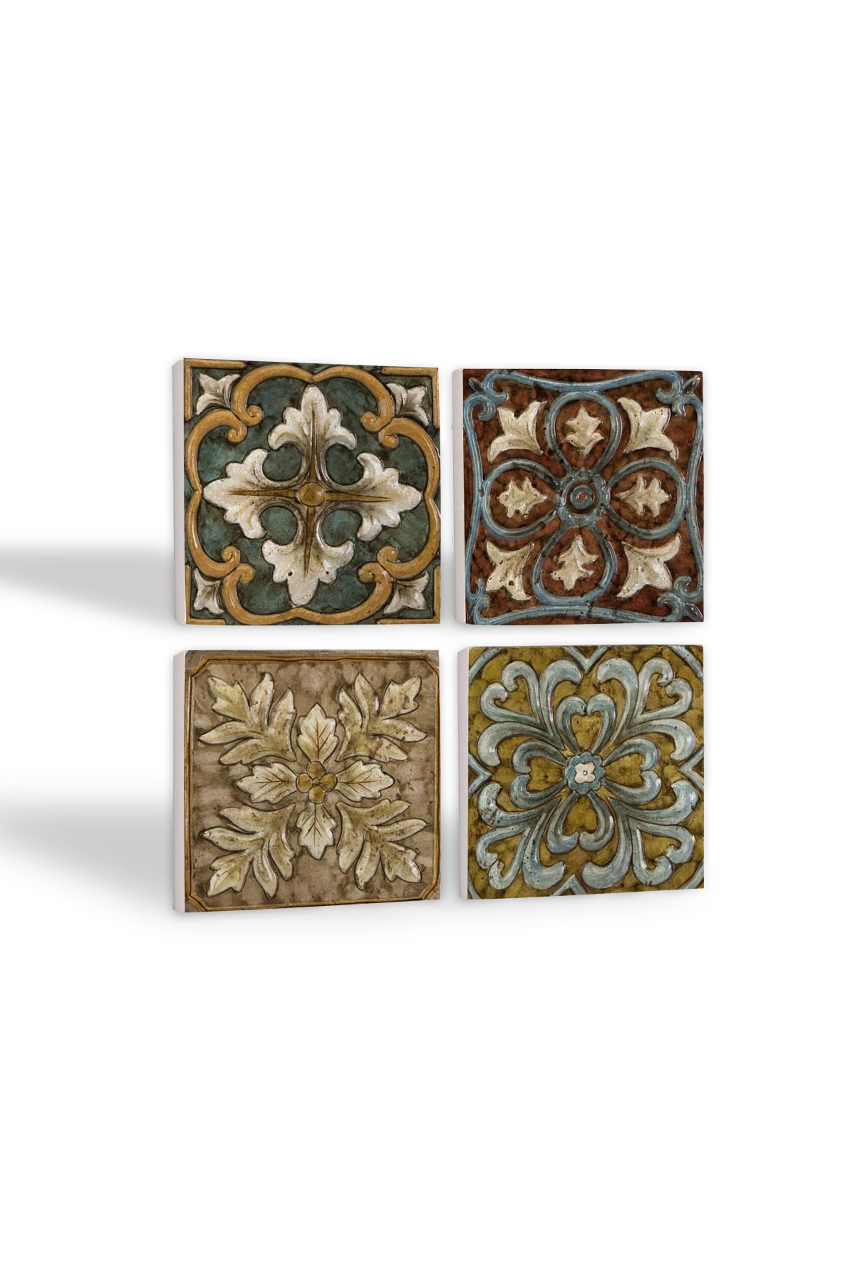 Pattern Stone Coasters Desktop Protective Coasters 4 Piece Set 10x10cm Stone Coasters