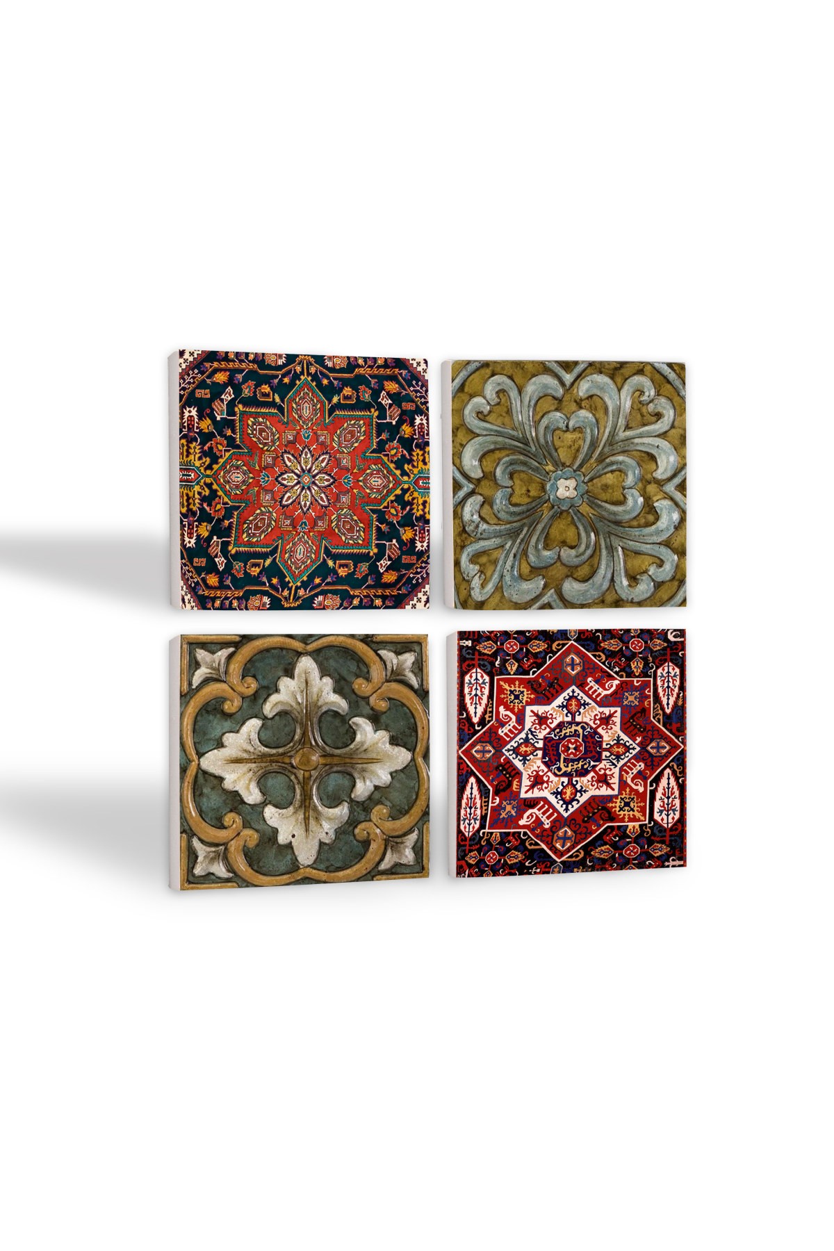 Pattern Stone Coasters Desktop Protective Coasters 4 Piece Set 10x10cm Stone Coasters