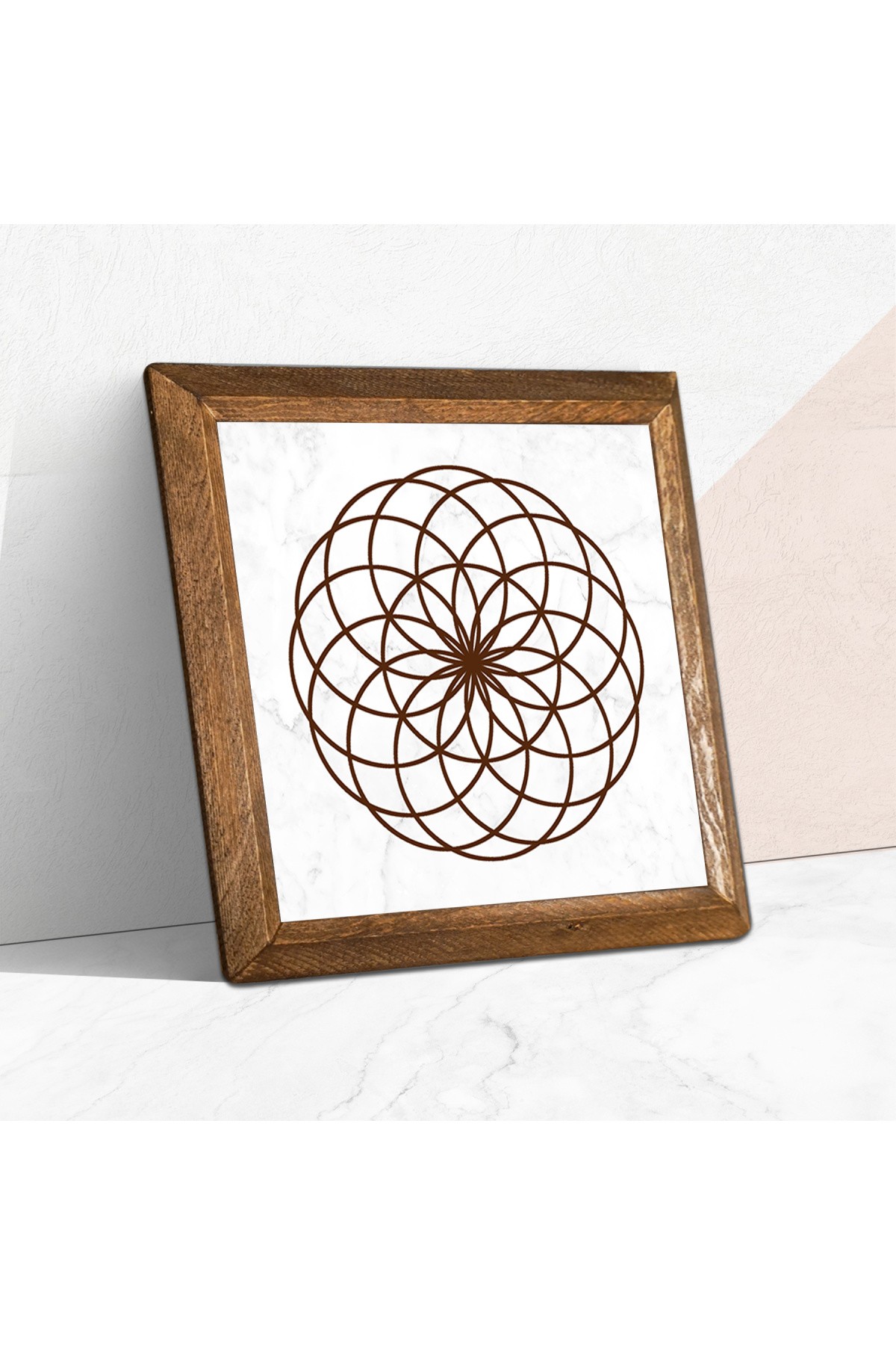 Flower of Life Stone Wall Painting Wooden Framed Wall Decoration Wall Art 25x25cm