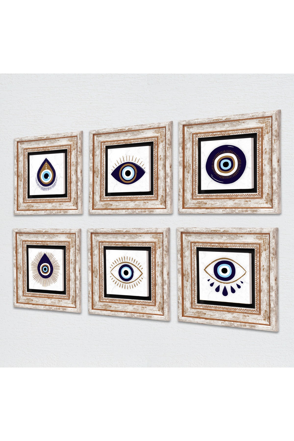 Evil Eye Stone Wall Painting Framed Wall Decor 6 Piece Painting Set Wall Art