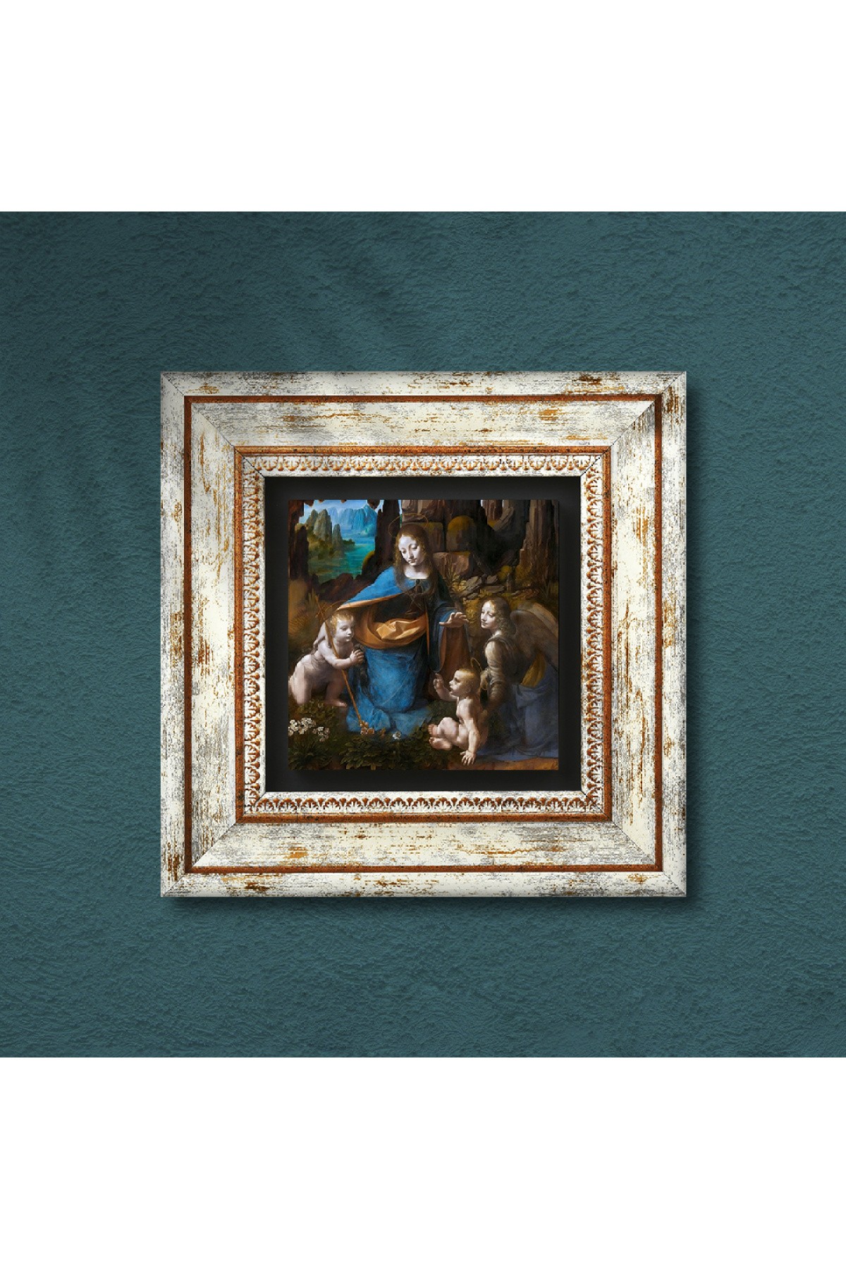 Leonardo da Vinci Virgin of the Rocks Stone Wall Painting Framed Wall Decor Wall Art