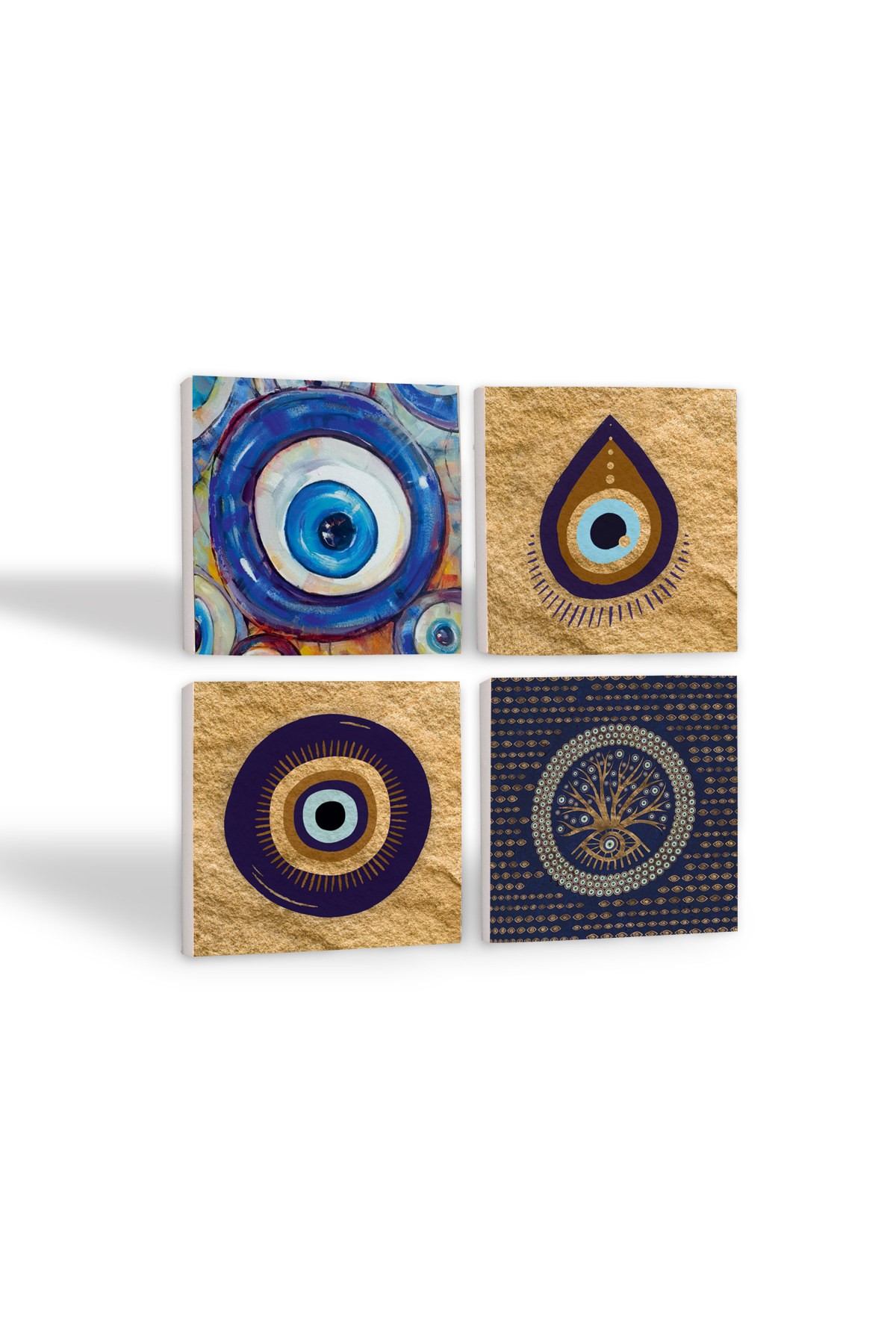 Evil Eye Stone Coaster Desktop Protective Coaster 4 Piece Set 10x10cm Stone Coasters