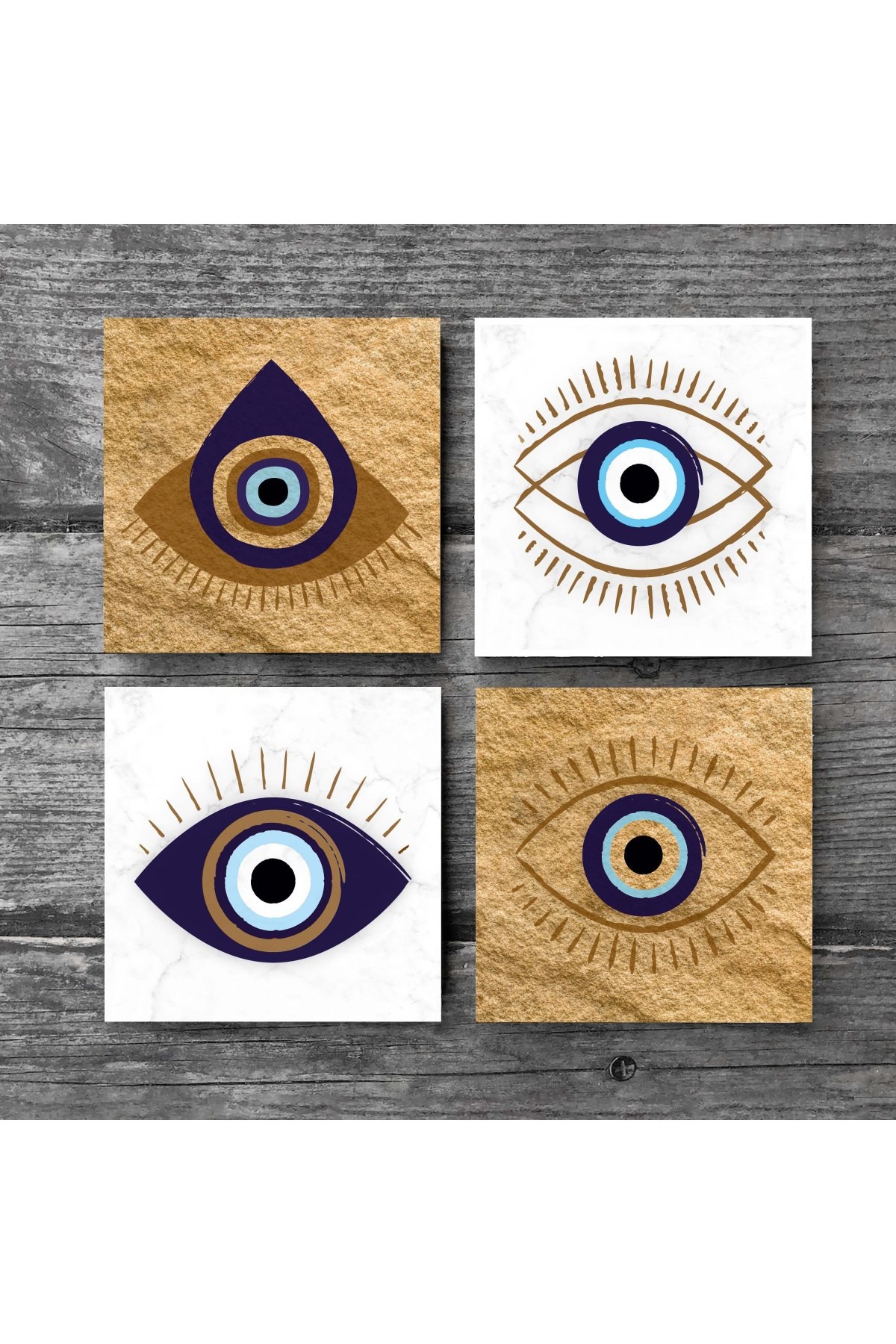 Evil Eye Stone Coaster Desktop Protective Coaster 4 Piece Set 10x10cm Stone Coasters