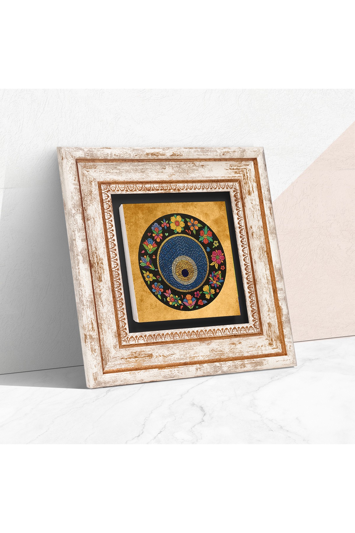 Evil Eye Bead Stone Wall Painting Framed Wall Decoration Wall Art