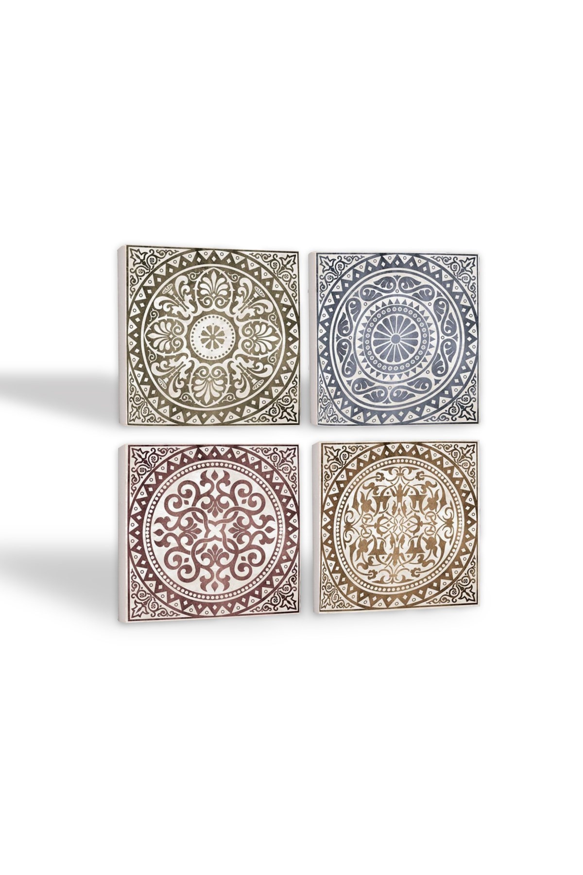 Ethnic Pattern Stone Coasters Desktop Protective Coasters 4 Piece Set 10x10cm Stone Coasters