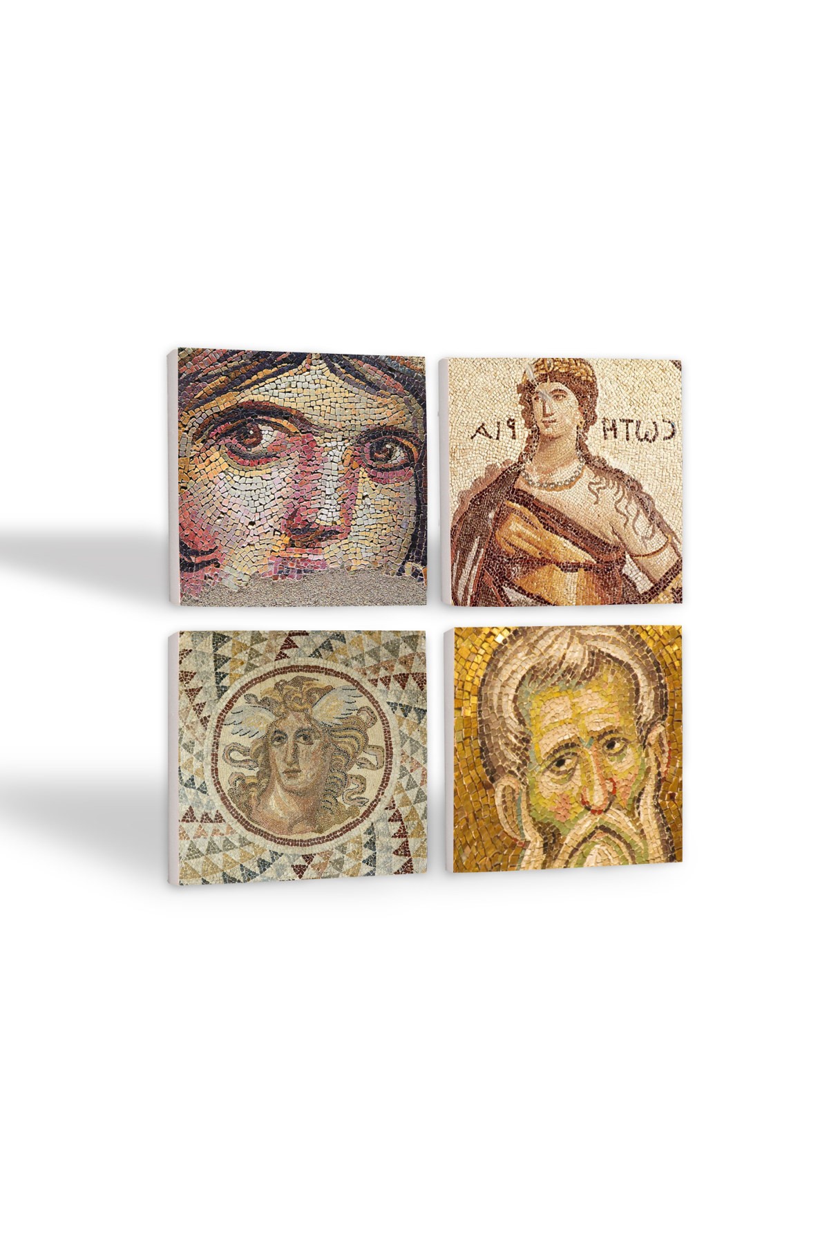 Soteria Mosaic, Gypsy Girl, Mosaic Series Stone Coasters Desktop Protective Coasters 4 Piece Set 10x10cm Stone Coasters