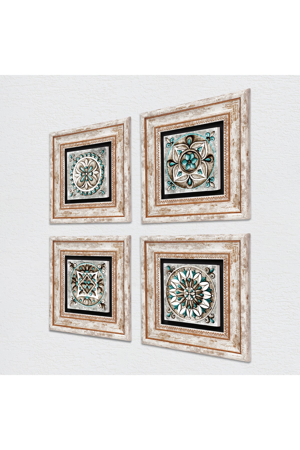 Tile Art Stone Wall Painting Framed Wall Decor 4 Piece Painting Set Wall Art