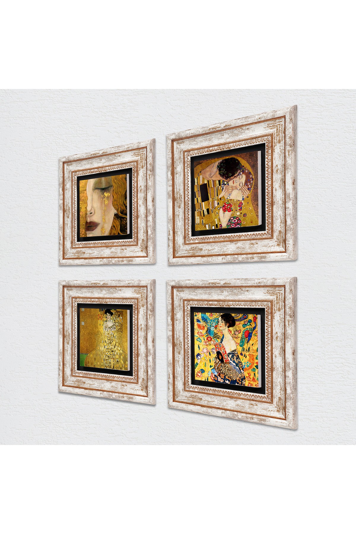 Gustav Klimt Stone Wall Painting Framed Wall Decor 4 Piece Painting Set Wall Art