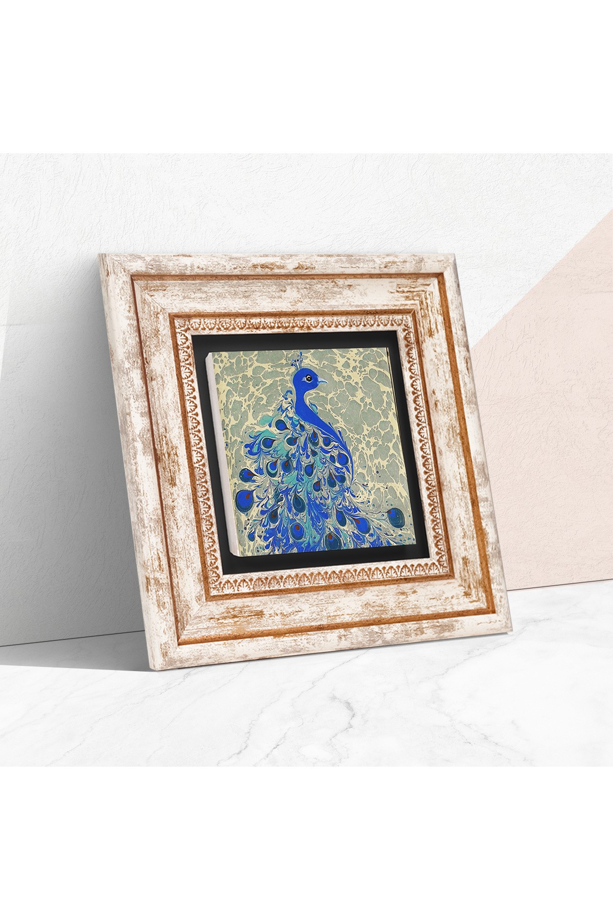 Peacock Stone Wall Painting Framed Wall Decor Wall Art