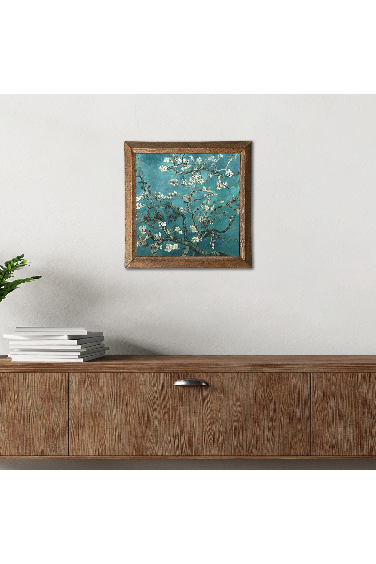 Vincent van Gogh Almond Tree Stone Wall Painting Wooden Framed Wall Decor Wall Art 25x25cm