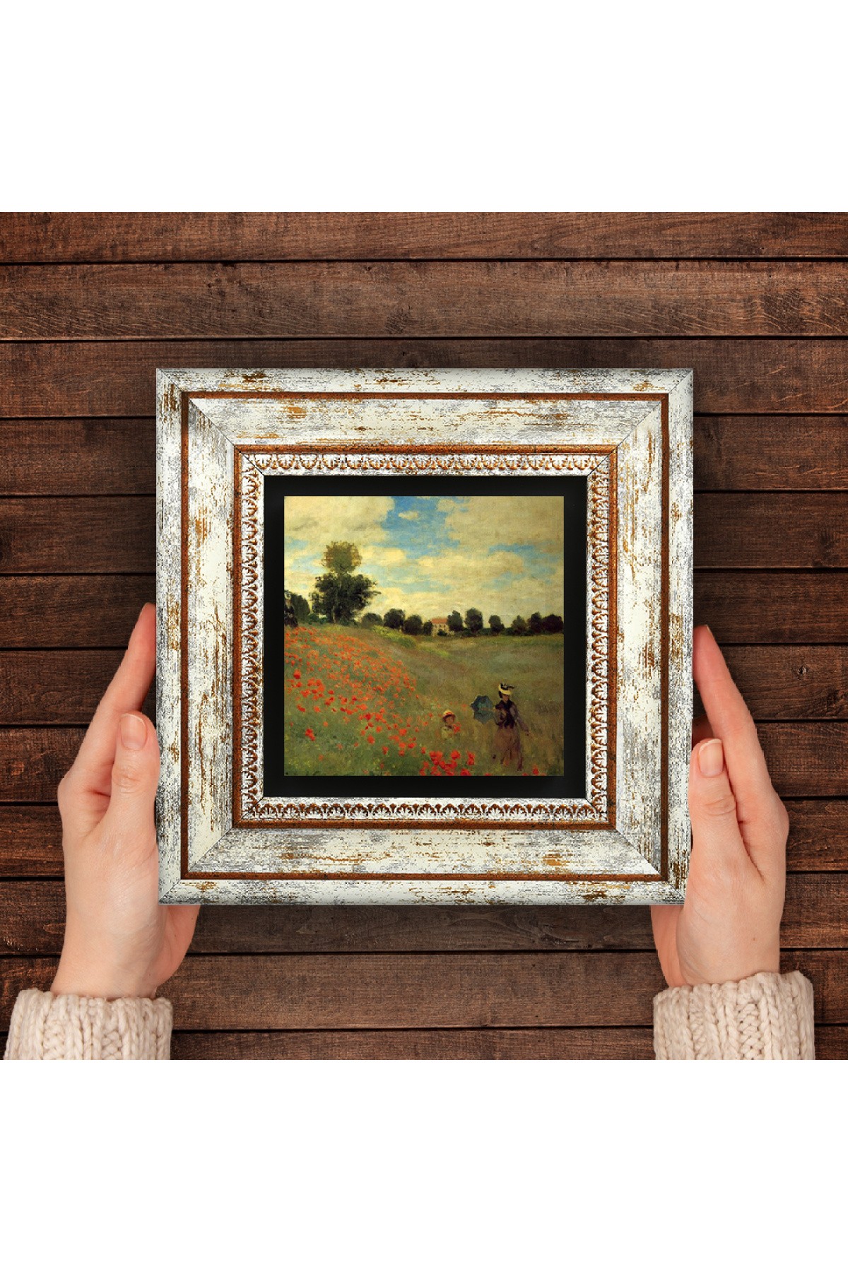 Claude Monet Poppies Stone Wall Painting Framed Wall Decor Wall Art