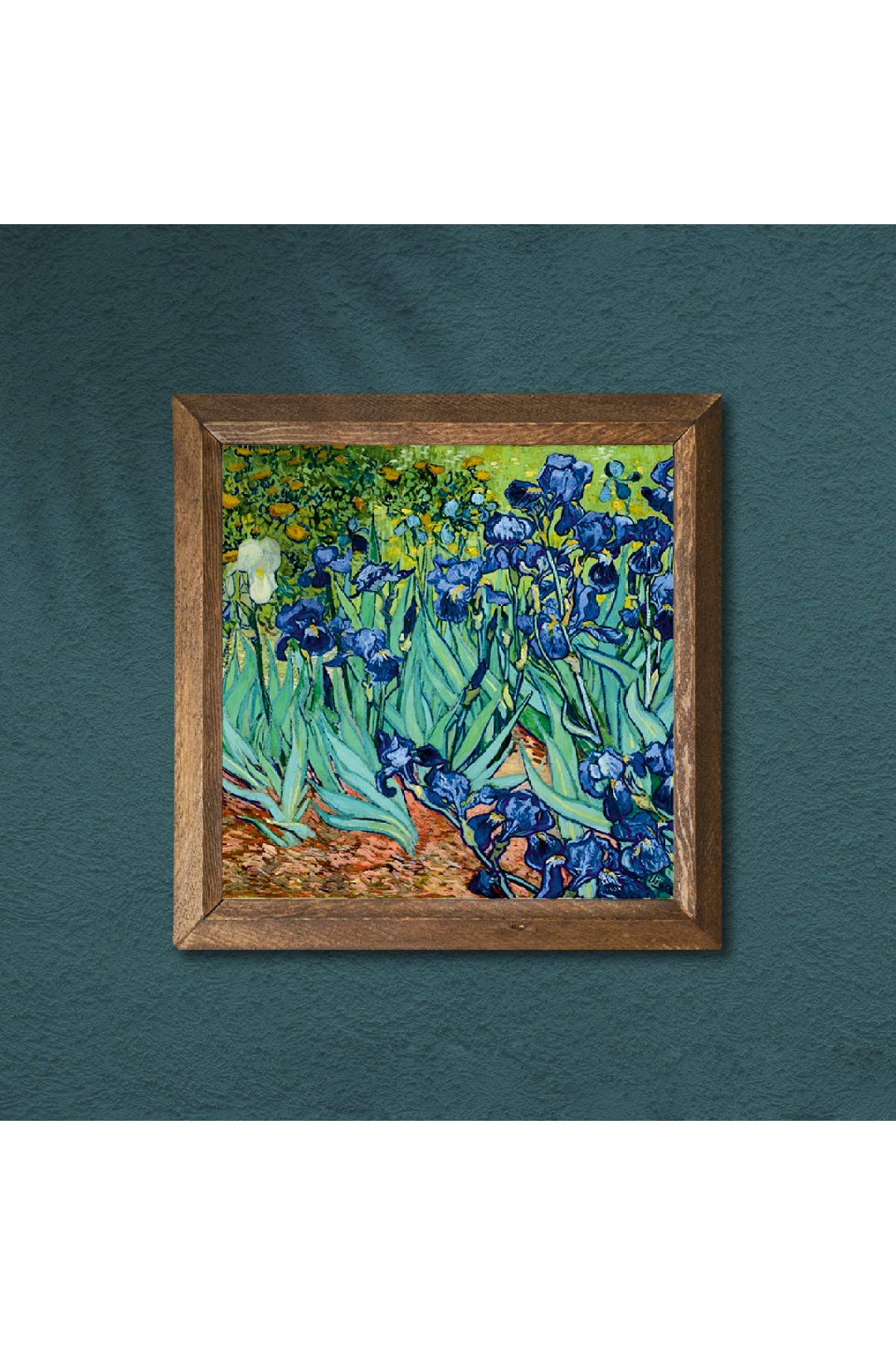 Vincent van Gogh Irises Stone Wall Painting Wooden Framed Wall Decor Wall Art 25x25cm