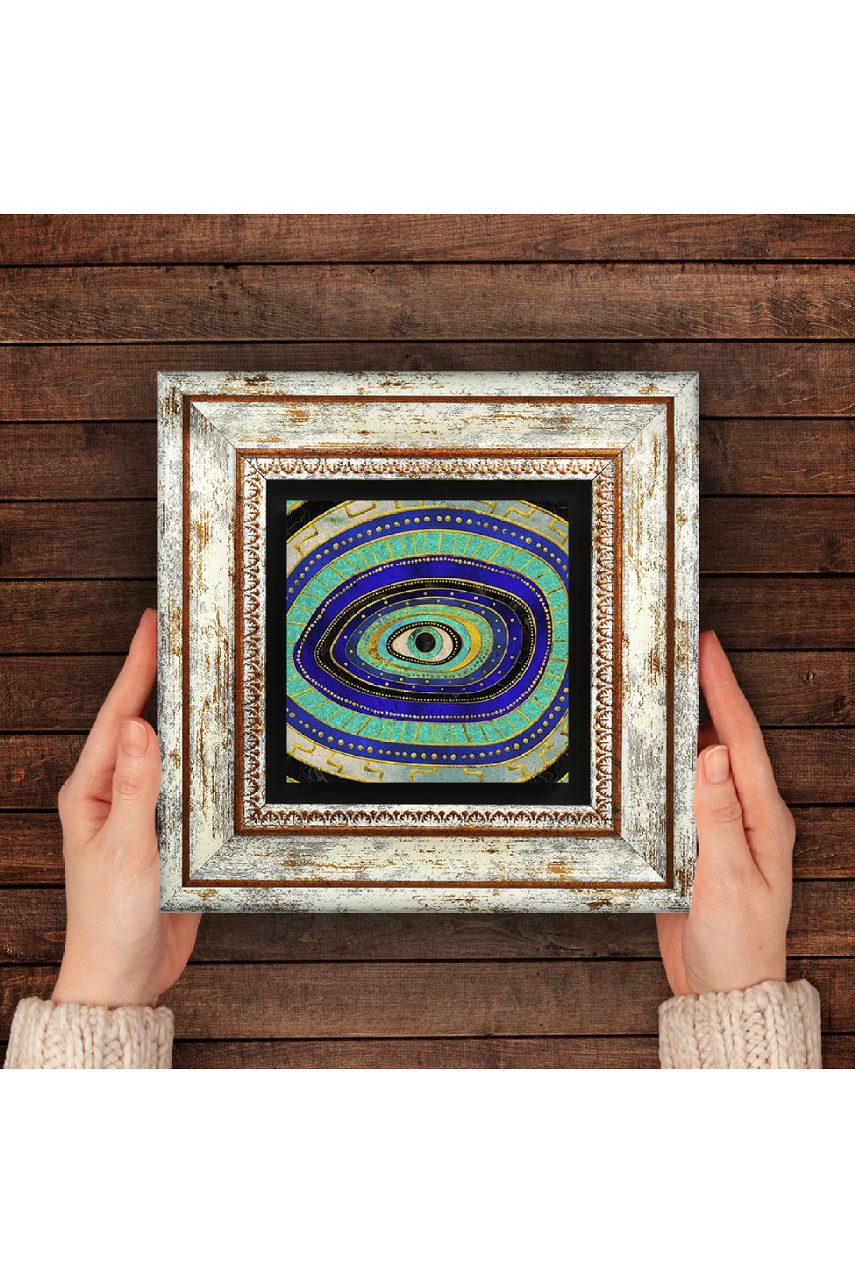 Evil Eye Stone Wall Painting Framed Wall Decoration Wall Art