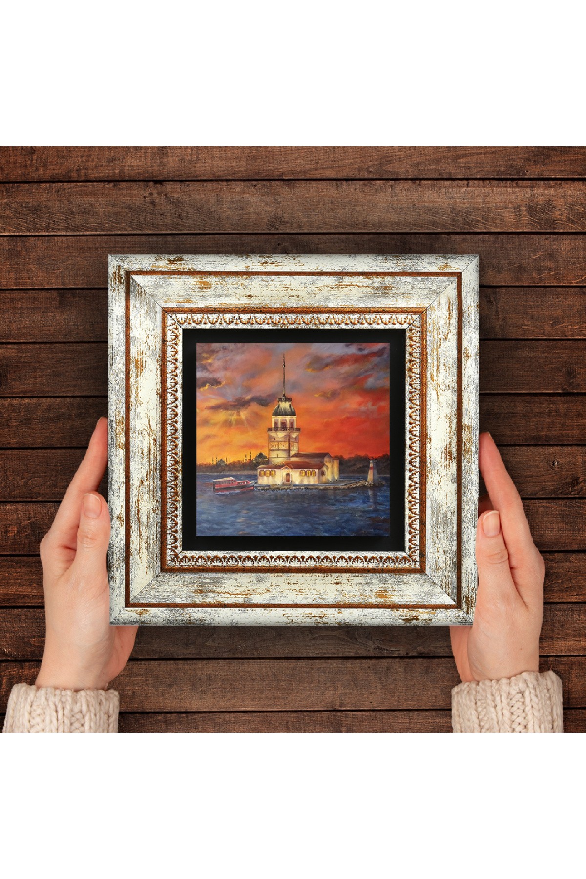 Istanbul Maiden's Tower Stone Wall Painting Framed Wall Decoration Wall Art