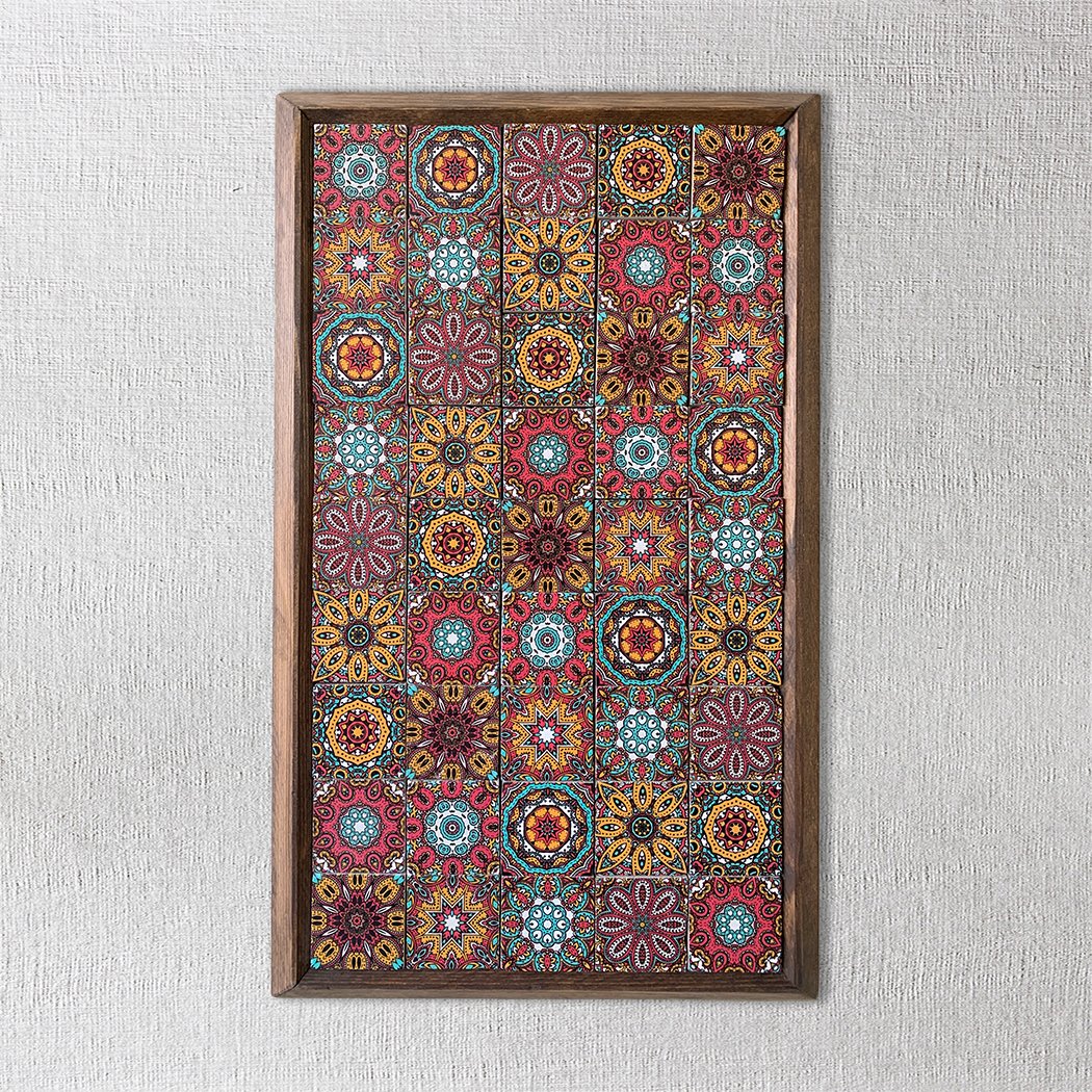 Desen Mozaik Taş Duvar Tablosu Ahşap Çerçeveli Duvar Dekoru Wall Art 30x50cm