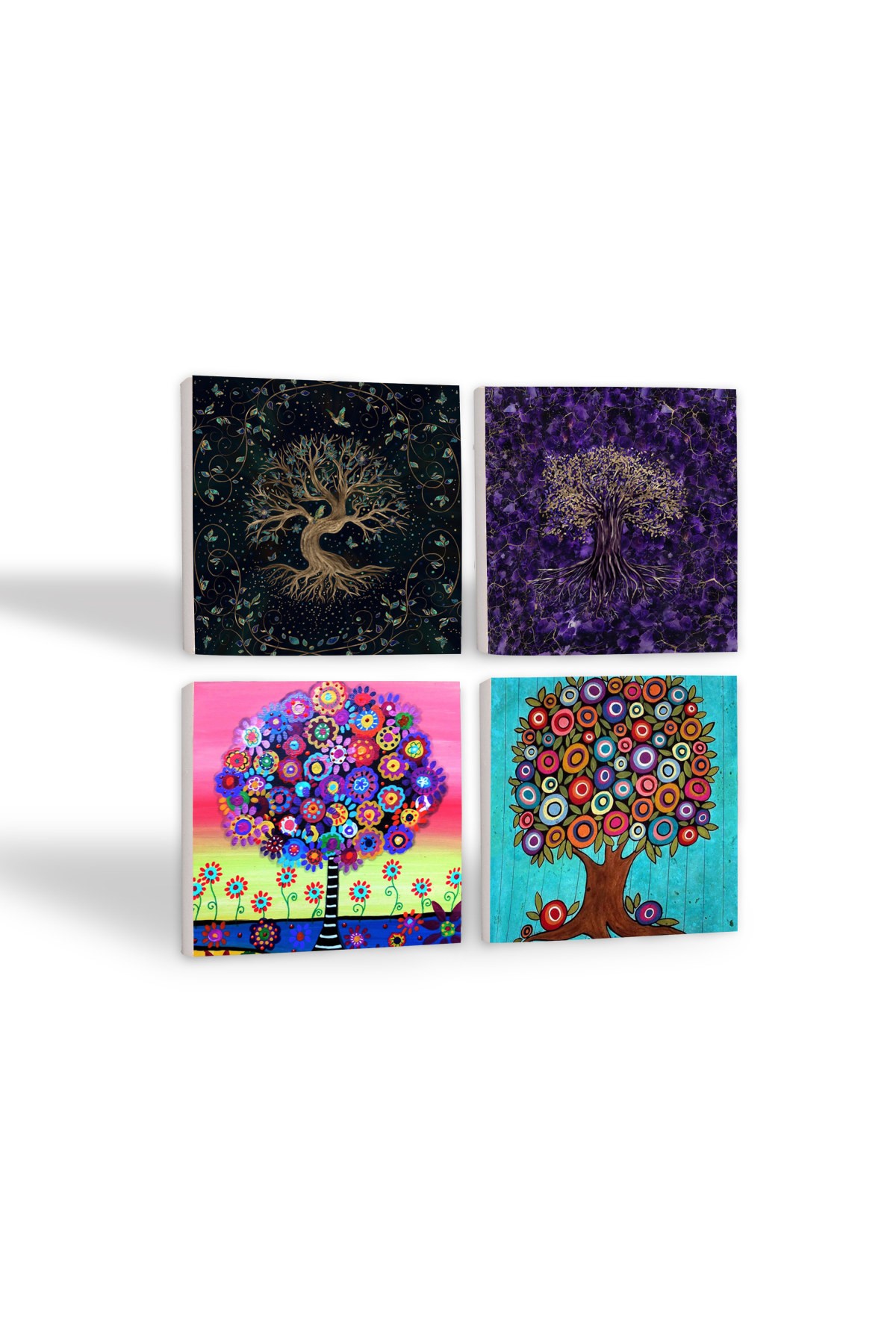 Tree of Life Stone Coasters Desktop Protective Coasters 4 Piece Set 10x10cm Stone Coasters