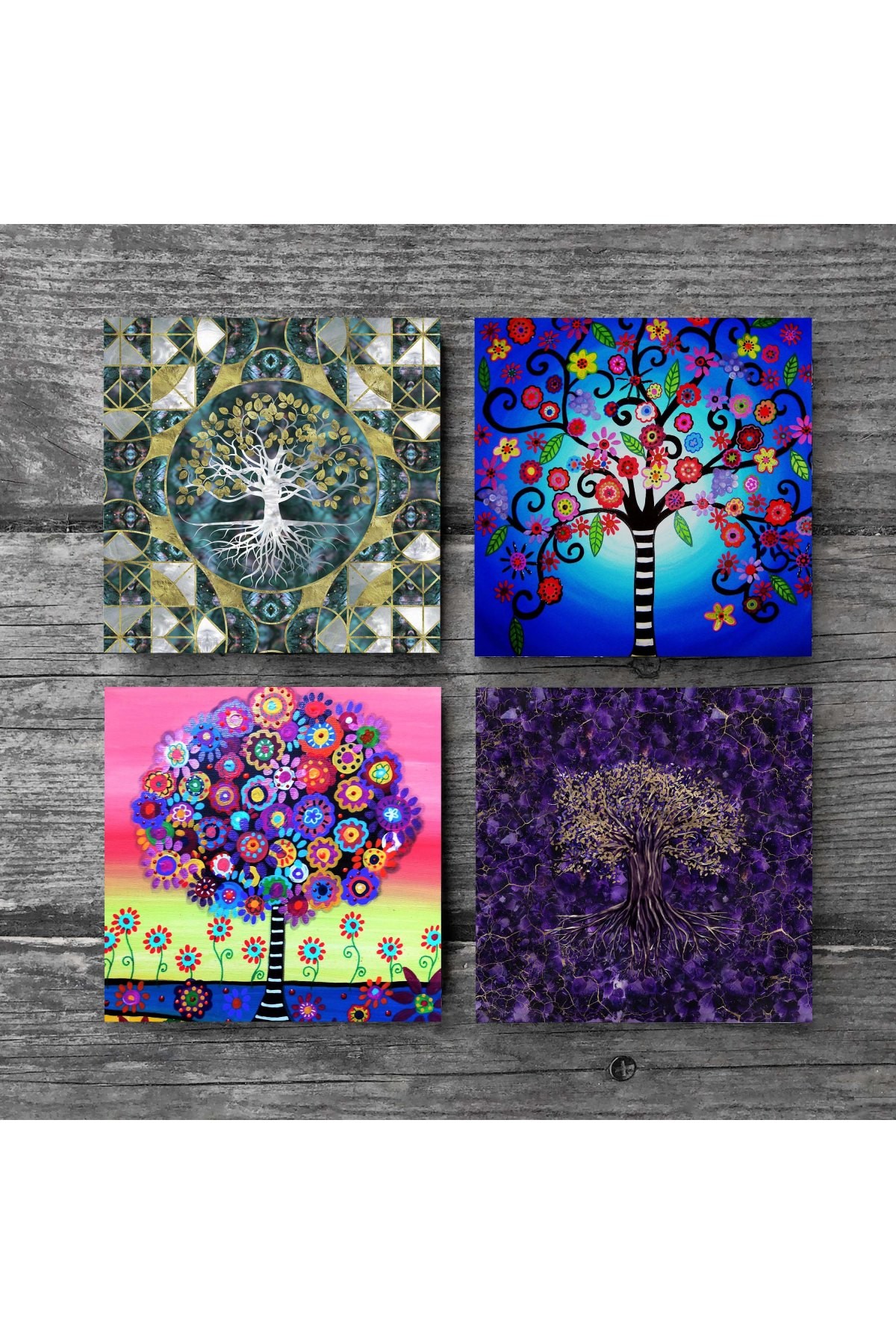 Tree of Life Stone Coasters Desktop Protective Coasters 4 Piece Set 10x10cm Stone Coasters