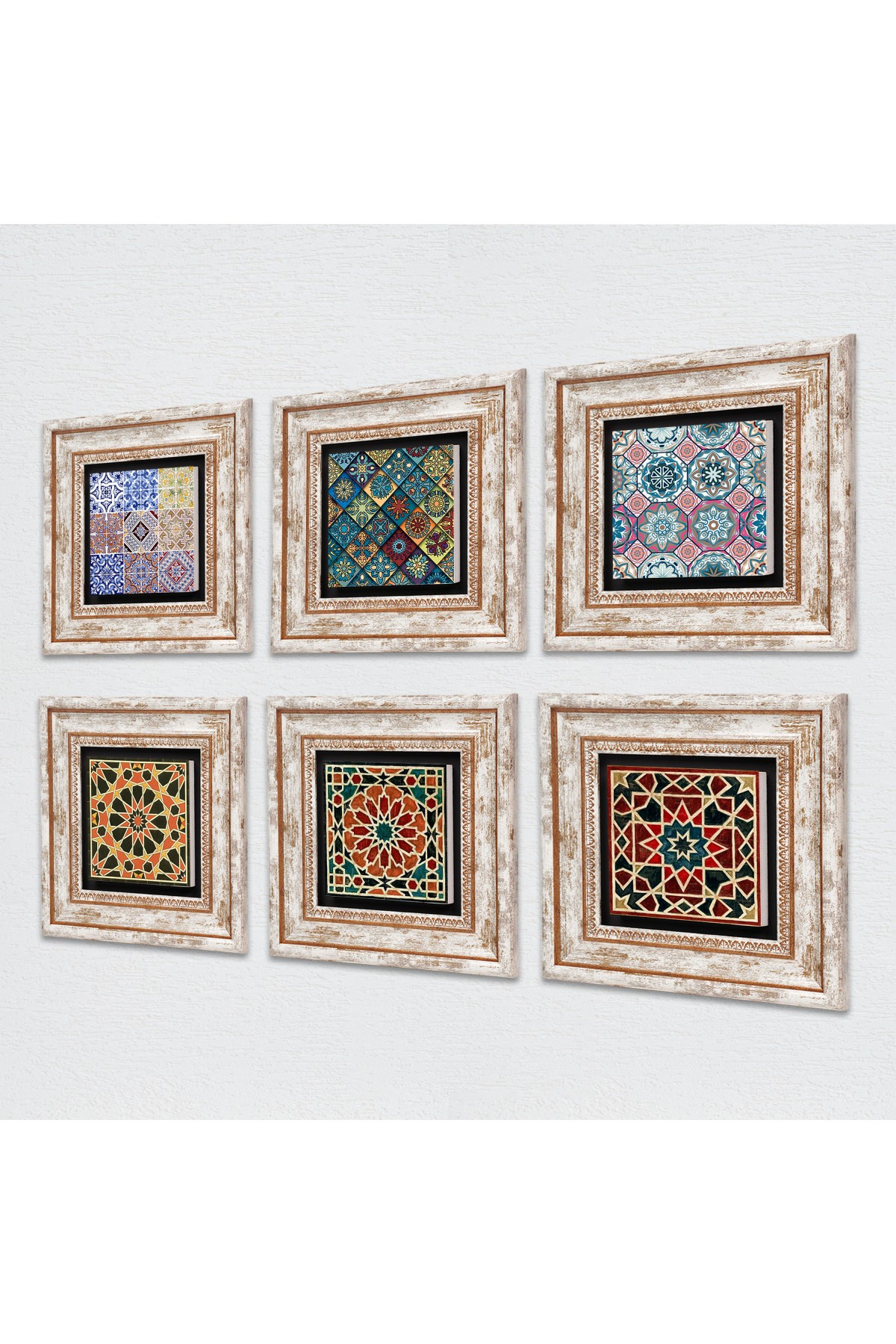 Ethnic Pattern Stone Wall Painting Framed Wall Decor 6 Piece Painting Set Wall Art