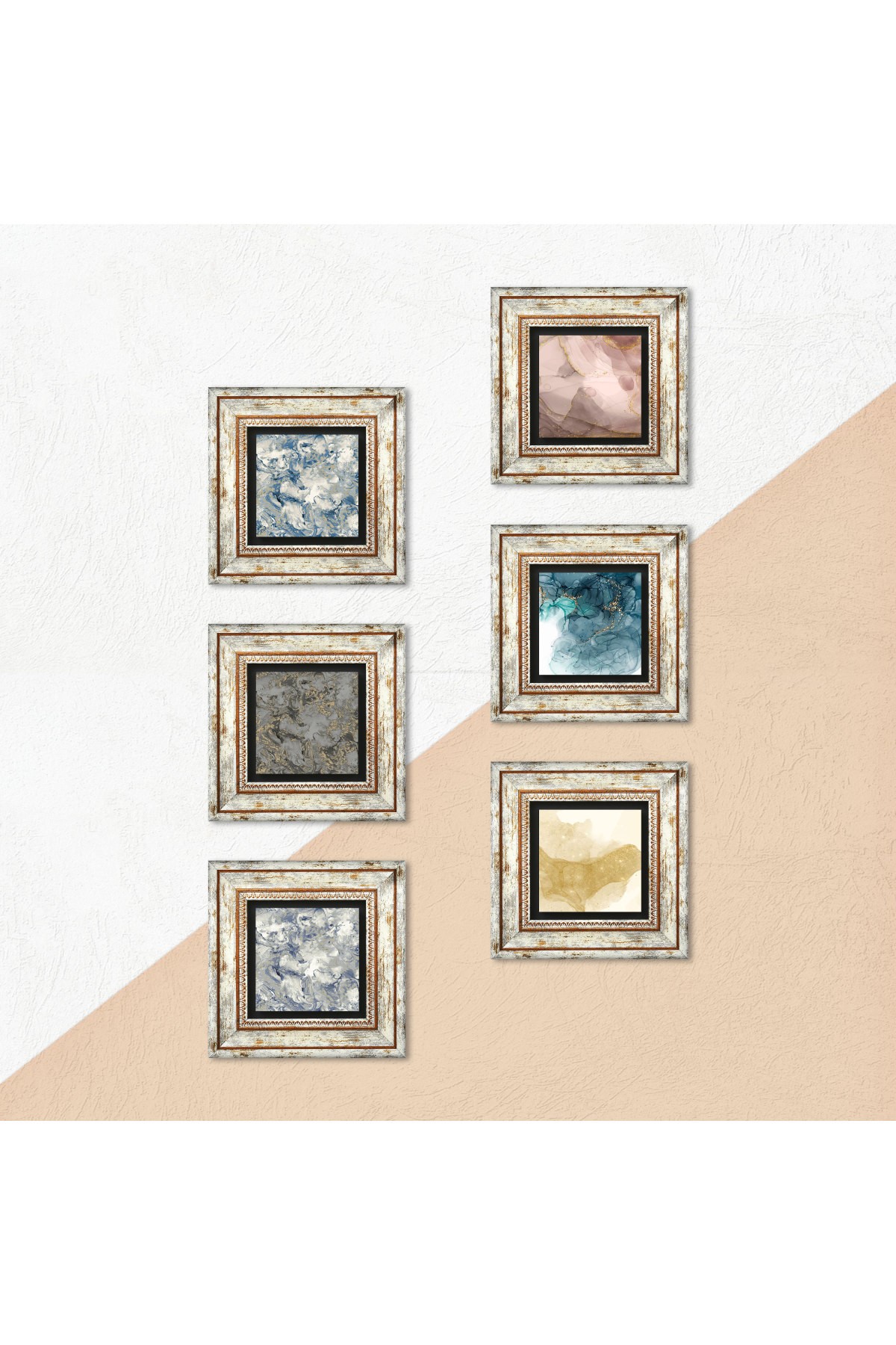 Abstract Art, Pattern Stone Wall Painting Framed Wall Decor 6 Piece Painting Set Wall Art