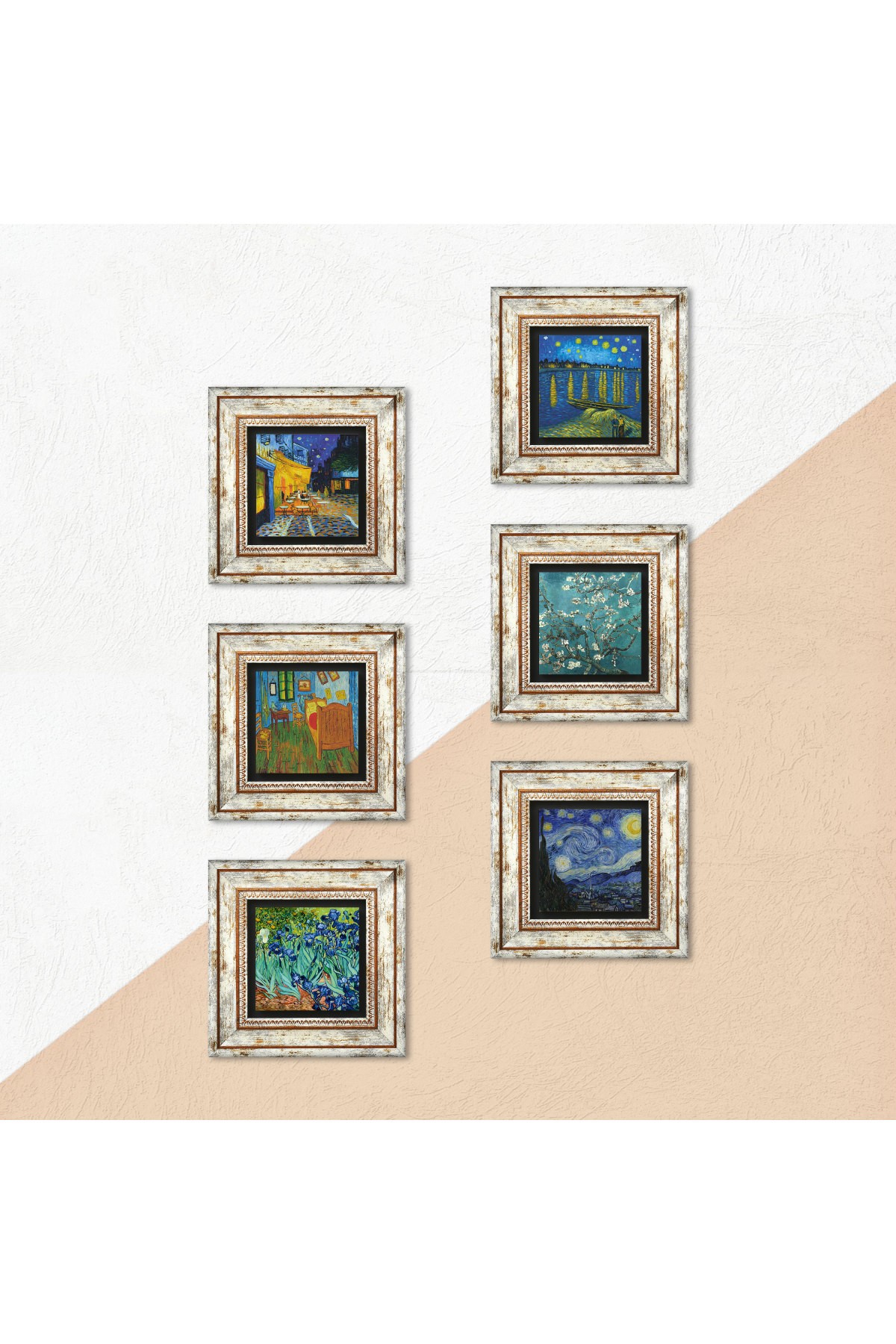 Van Gogh Stone Wall Painting Framed Wall Decor 6 Piece Painting Set Wall Art