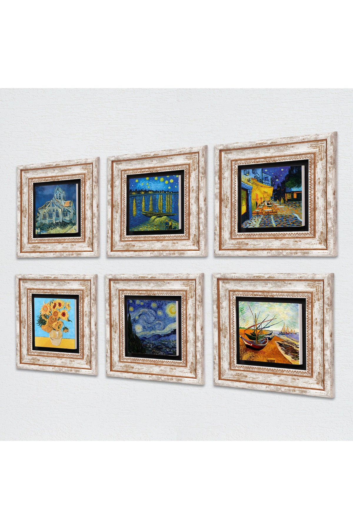 Van Gogh Stone Wall Painting Framed Wall Decor 6 Piece Painting Set Wall Art