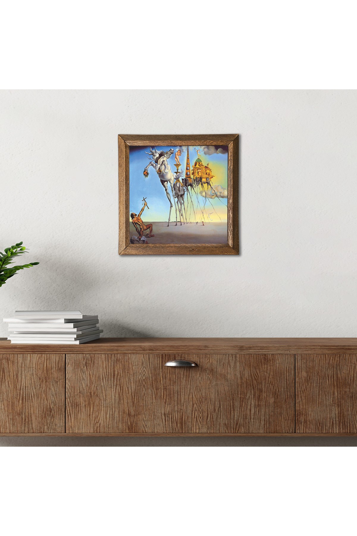 Salvador Dalí The Temptation of St. Antony Stone Wall Painting Wooden Framed Wall Decoration Wall Art 25x25cm