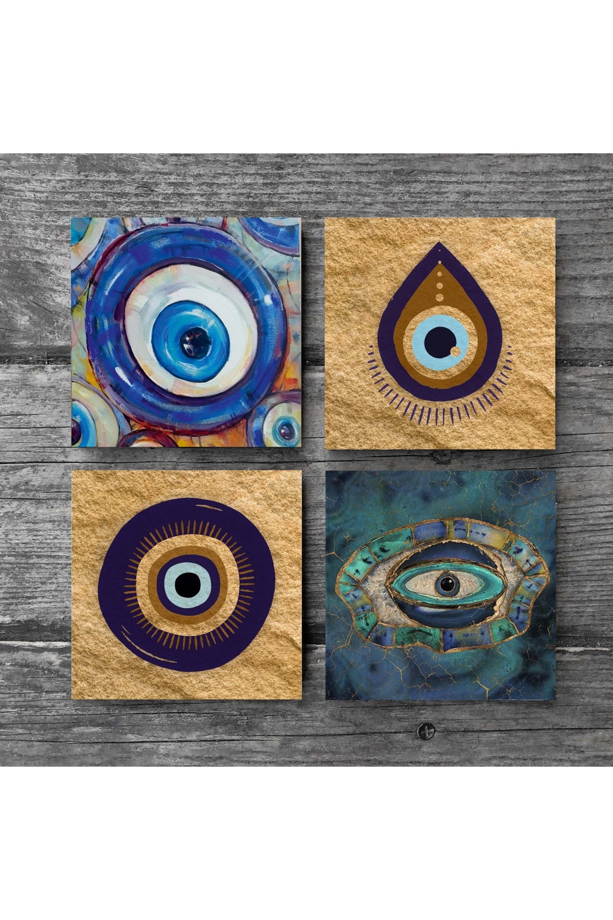 Evil Eye Stone Coaster Desktop Protective Coaster 4 Piece Set 10x10cm Stone Coasters