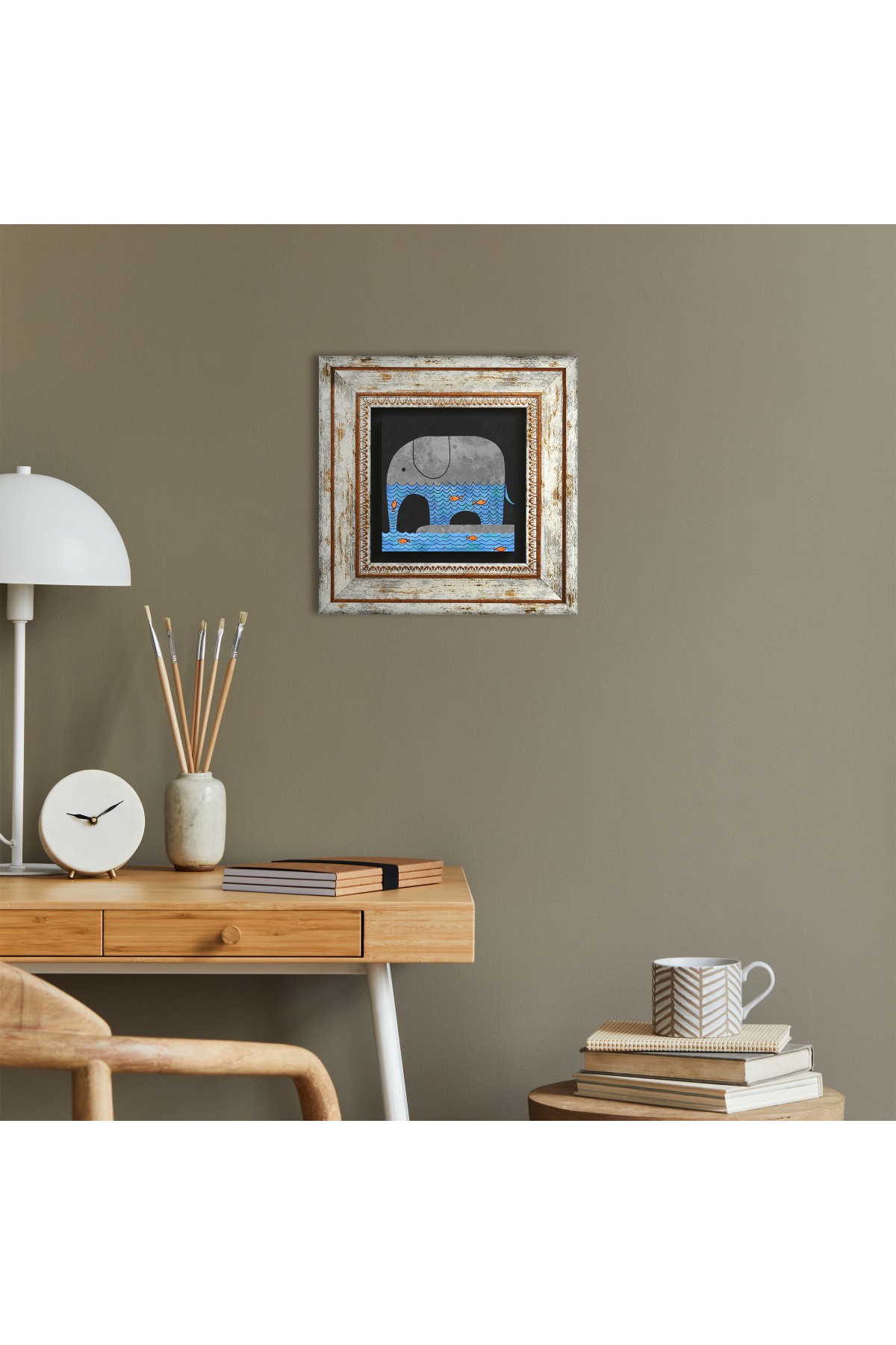 Elephant Stone Wall Painting Framed Wall Decor Wall Art