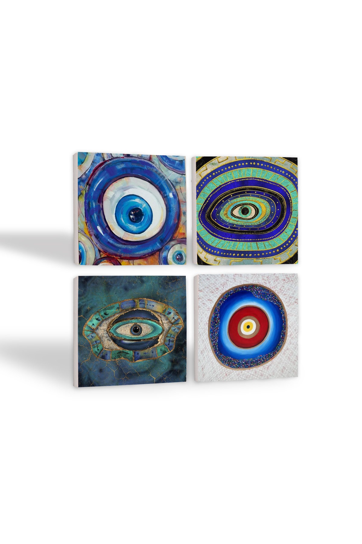 Evil Eye Stone Coaster Desktop Protective Coaster 4 Piece Set 10x10cm Stone Coasters