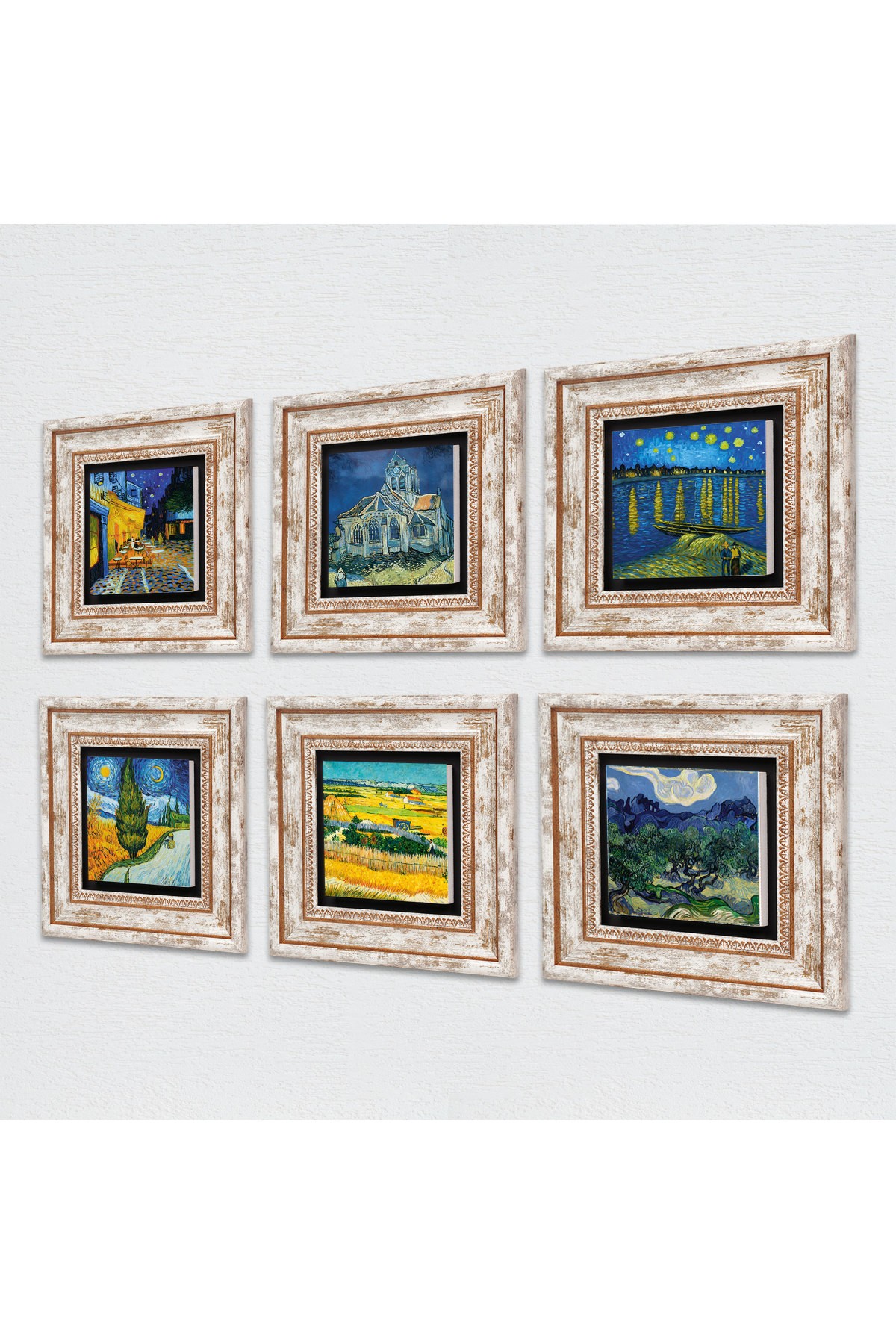 Van Gogh Stone Wall Painting Framed Wall Decor 6 Piece Painting Set Wall Art