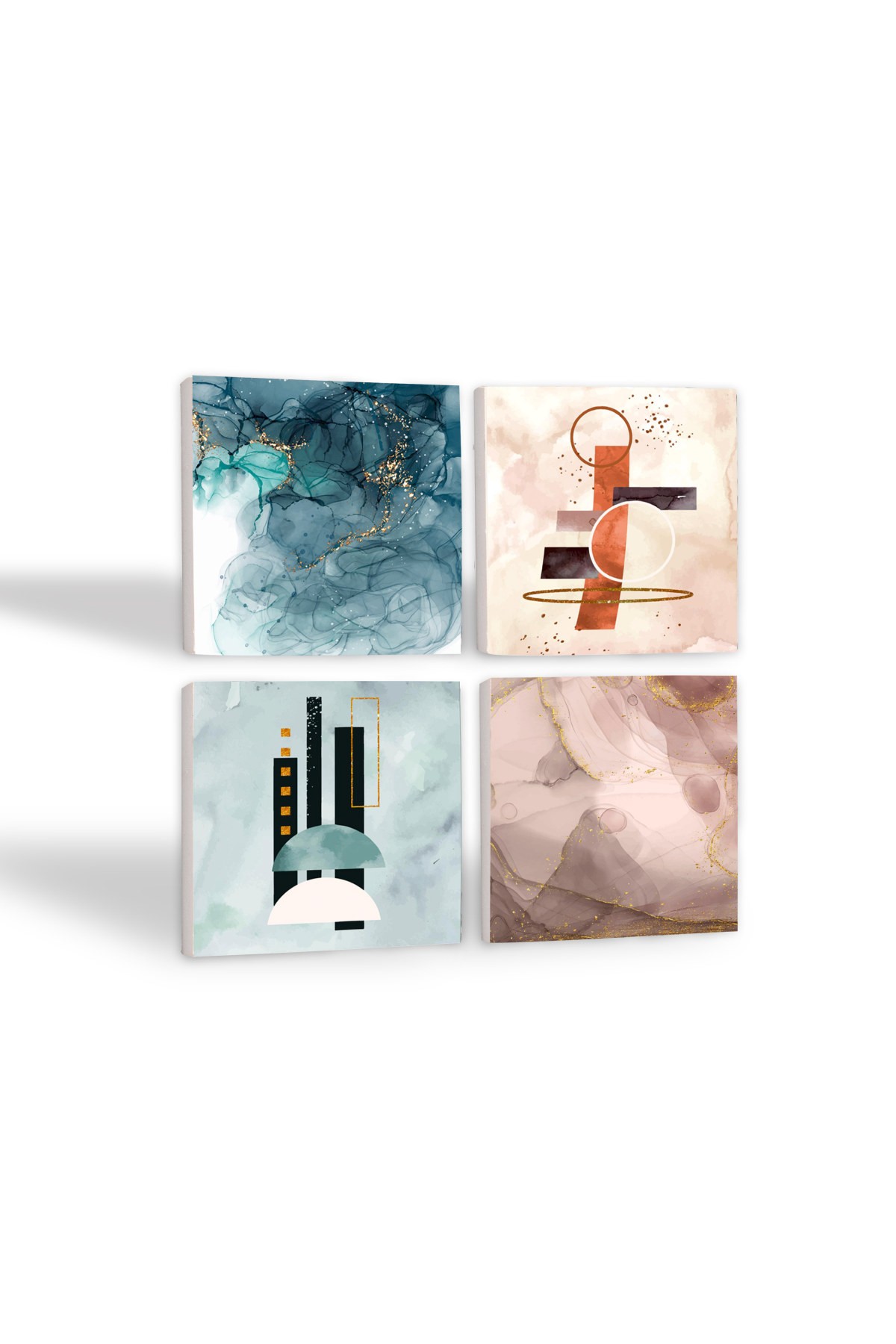 Minimalist, Abstract Art Stone Coasters Desktop Protective Coasters 4 Piece Set 10x10cm Stone Coasters