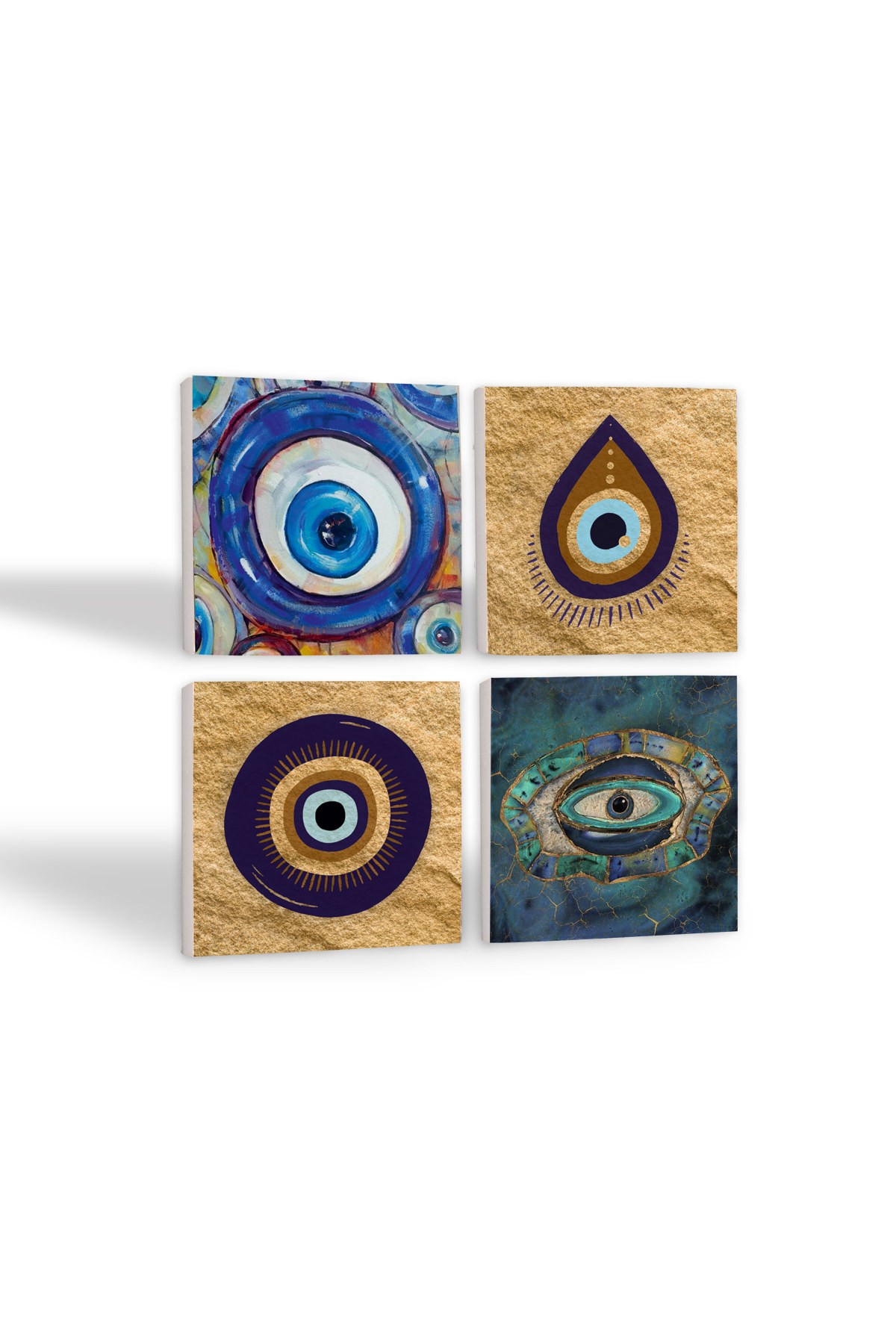 Evil Eye Stone Coaster Desktop Protective Coaster 4 Piece Set 10x10cm Stone Coasters