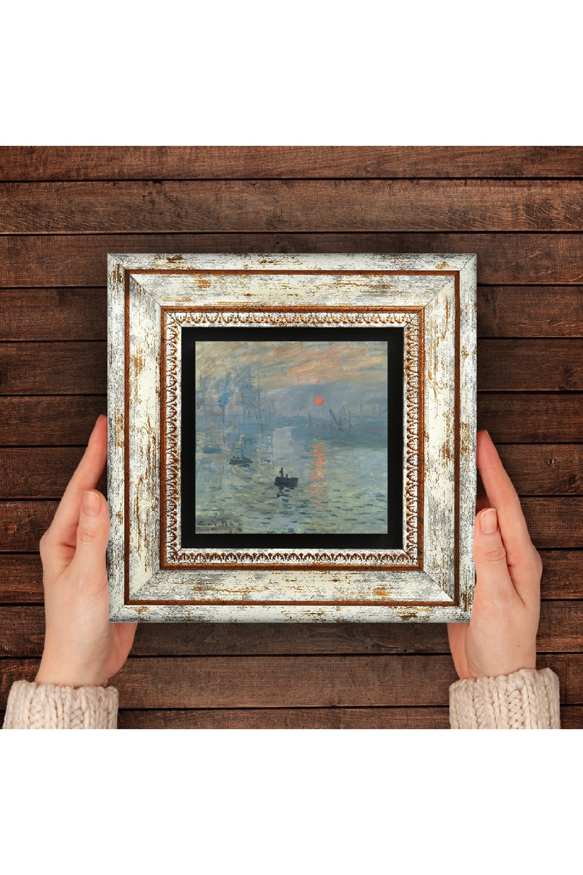 Claude Monet Impression Sunrise Stone Wall Painting Framed Wall Decor Wall Art